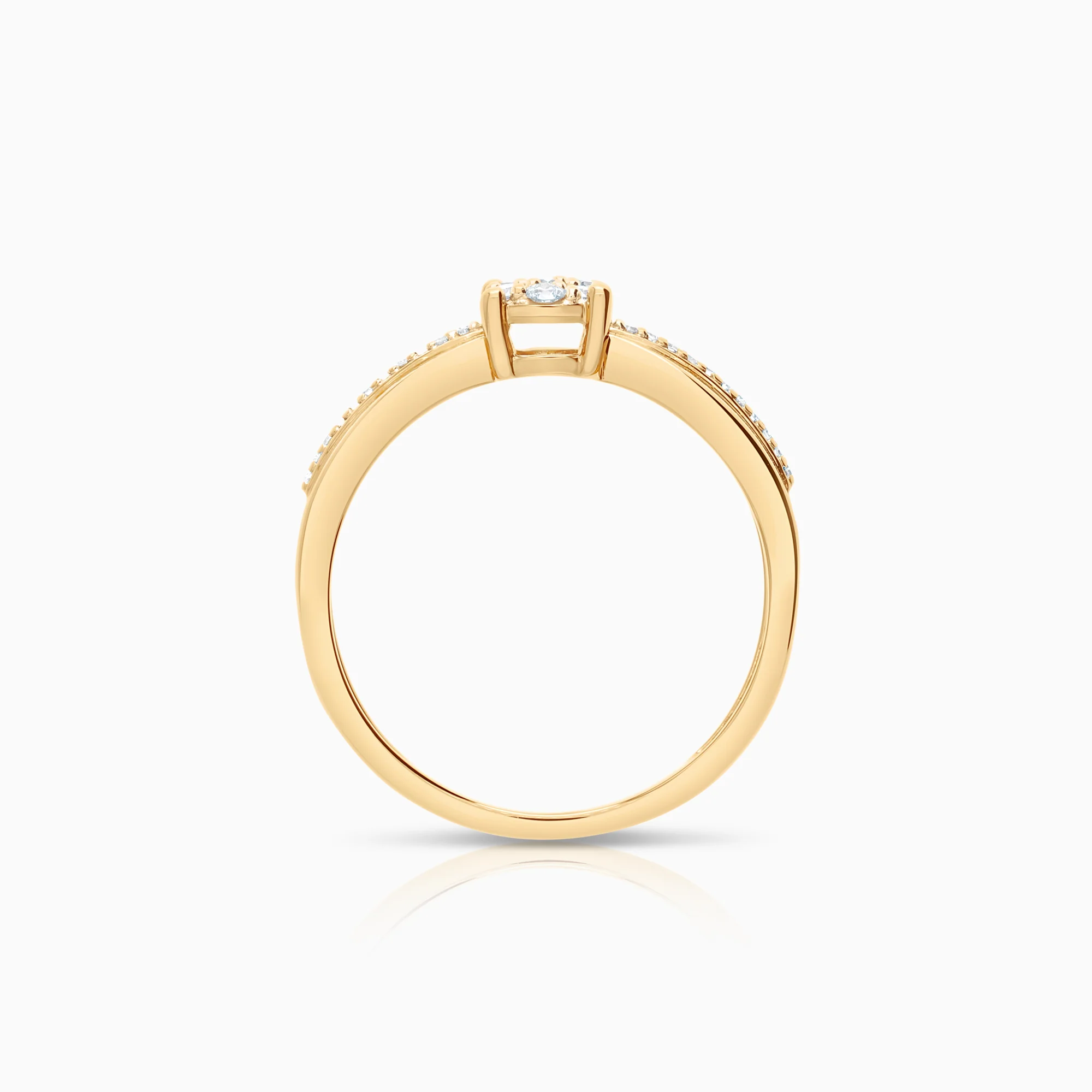 Side stone ring 0.15ct 18K gold - Image 2