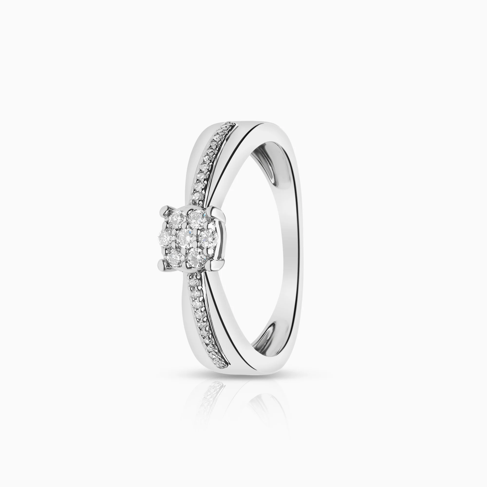 Side-stone ring 0.15ct 18K white gold