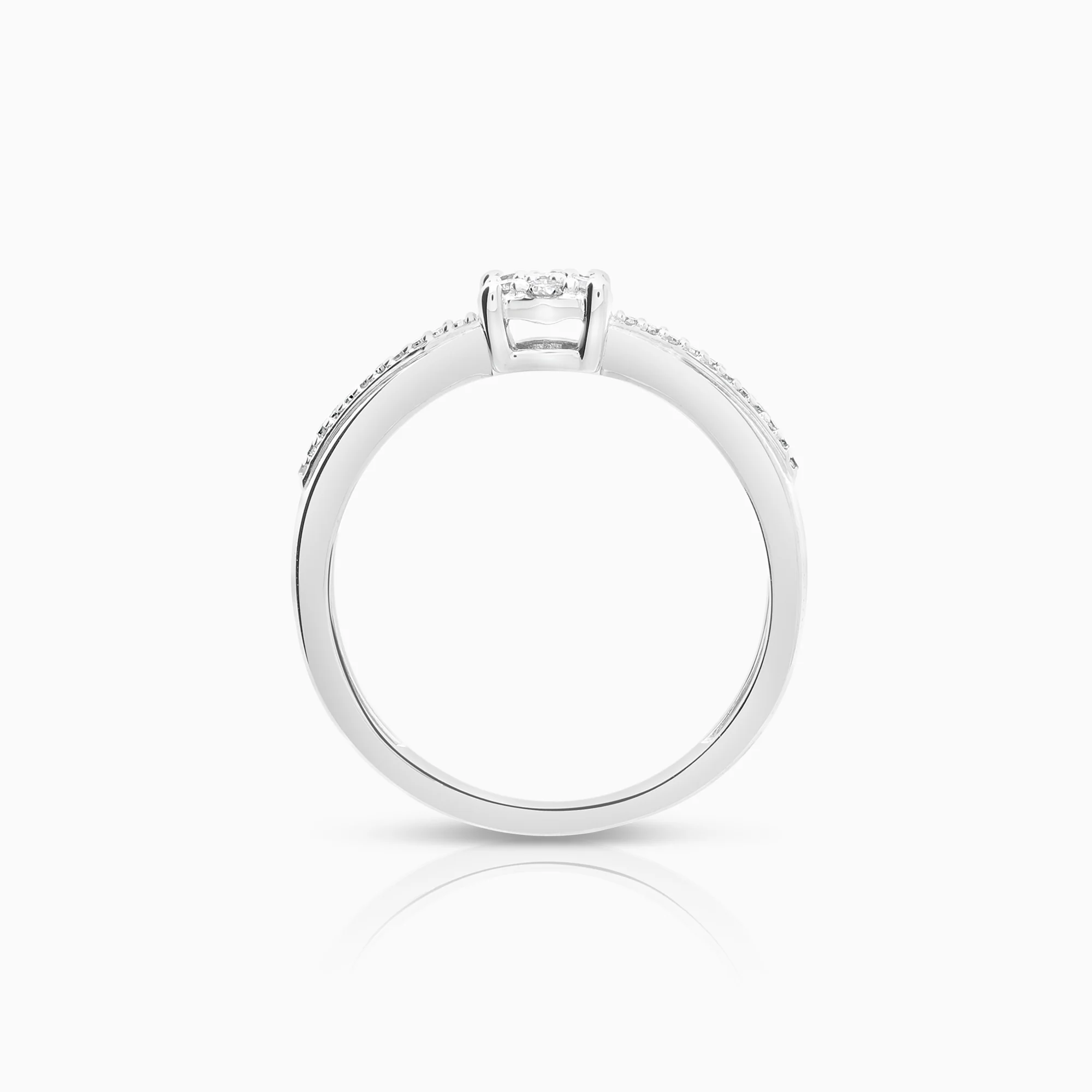 Side-stone ring 0.15ct 18K white gold - Image 2