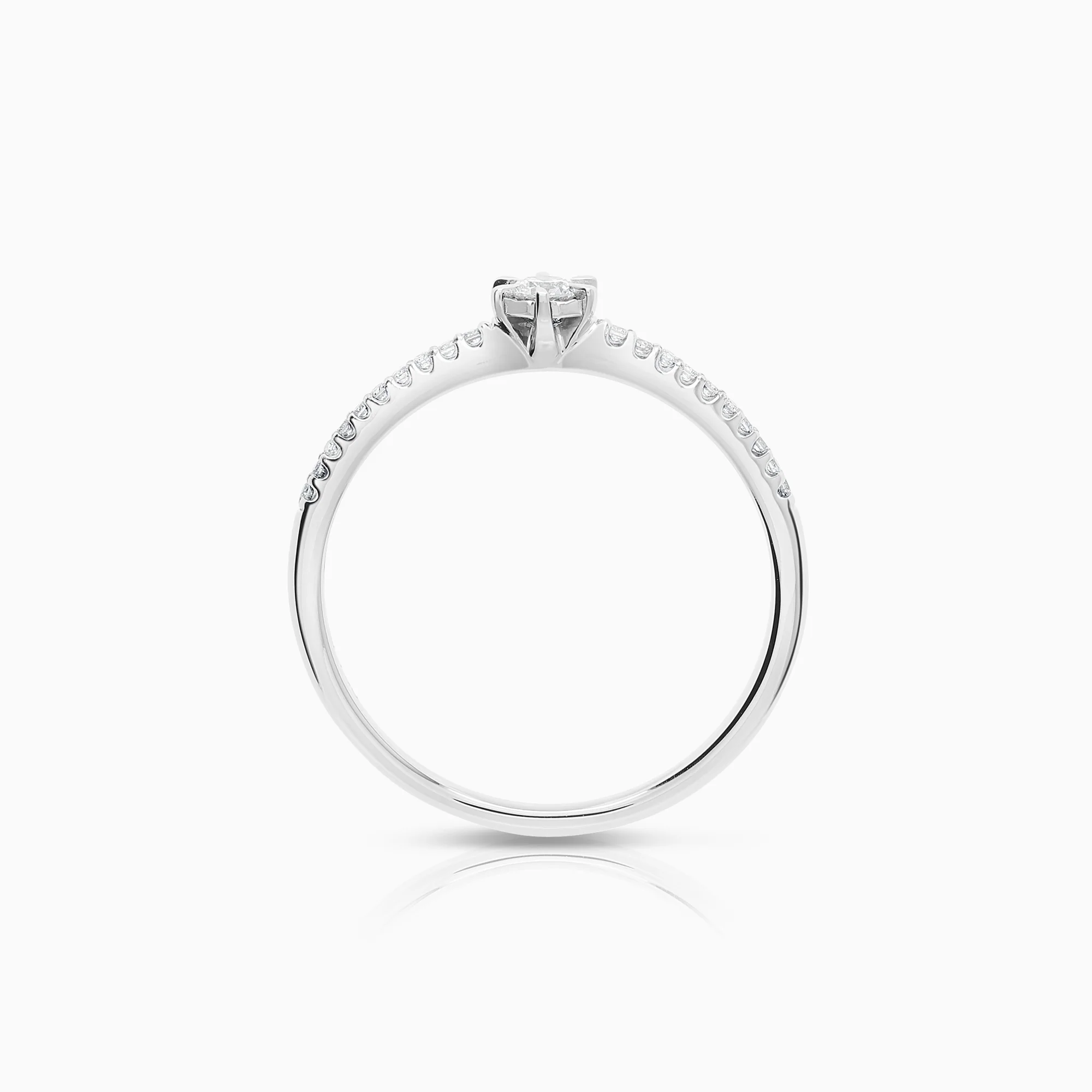 Side-stone ring 0.13 ct 18K white gold - Image 2