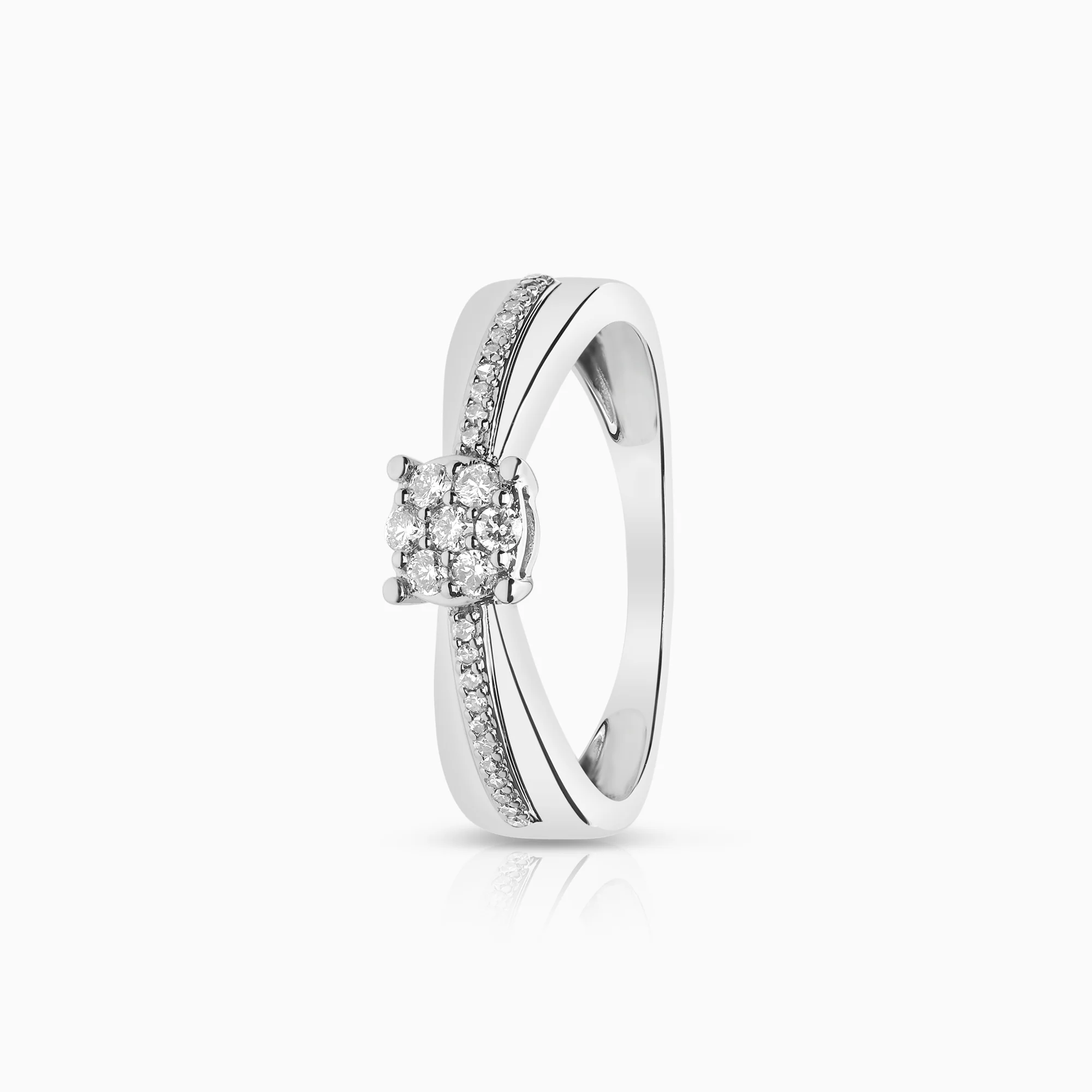 Side-stone ring 0.15ct 18K white gold