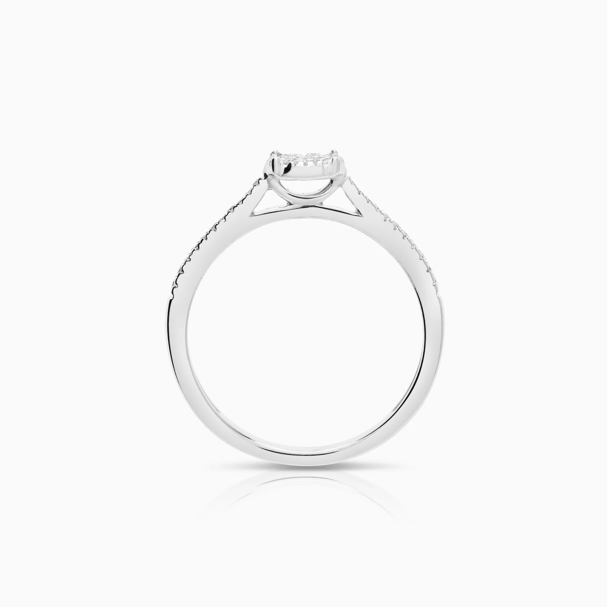 Side-stone ring 0.15ct 18K white gold - Image 2