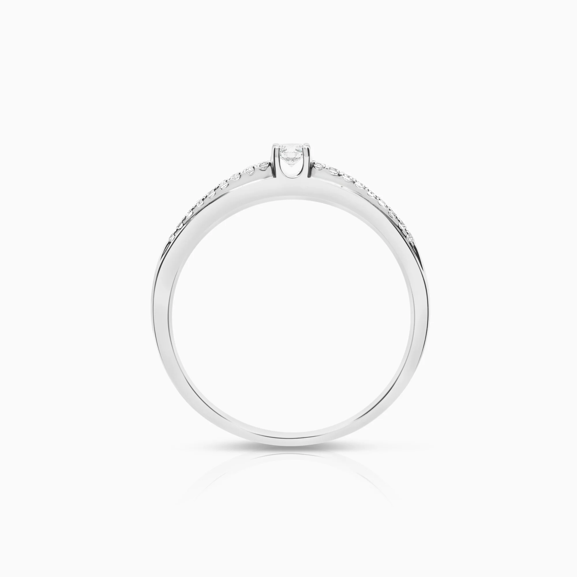 Side-stone ring 0.17ct 18K white gold - Image 2