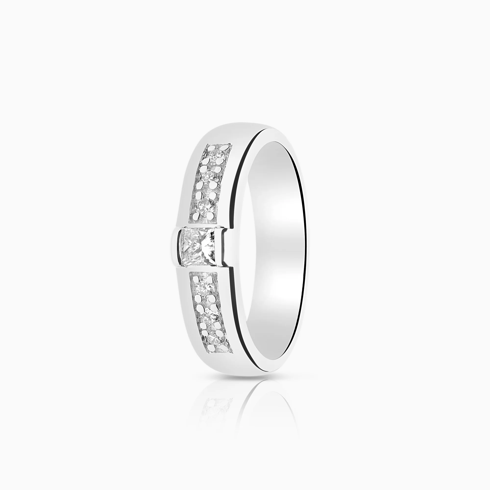 Side stone ring 0.20ct 18K white gold