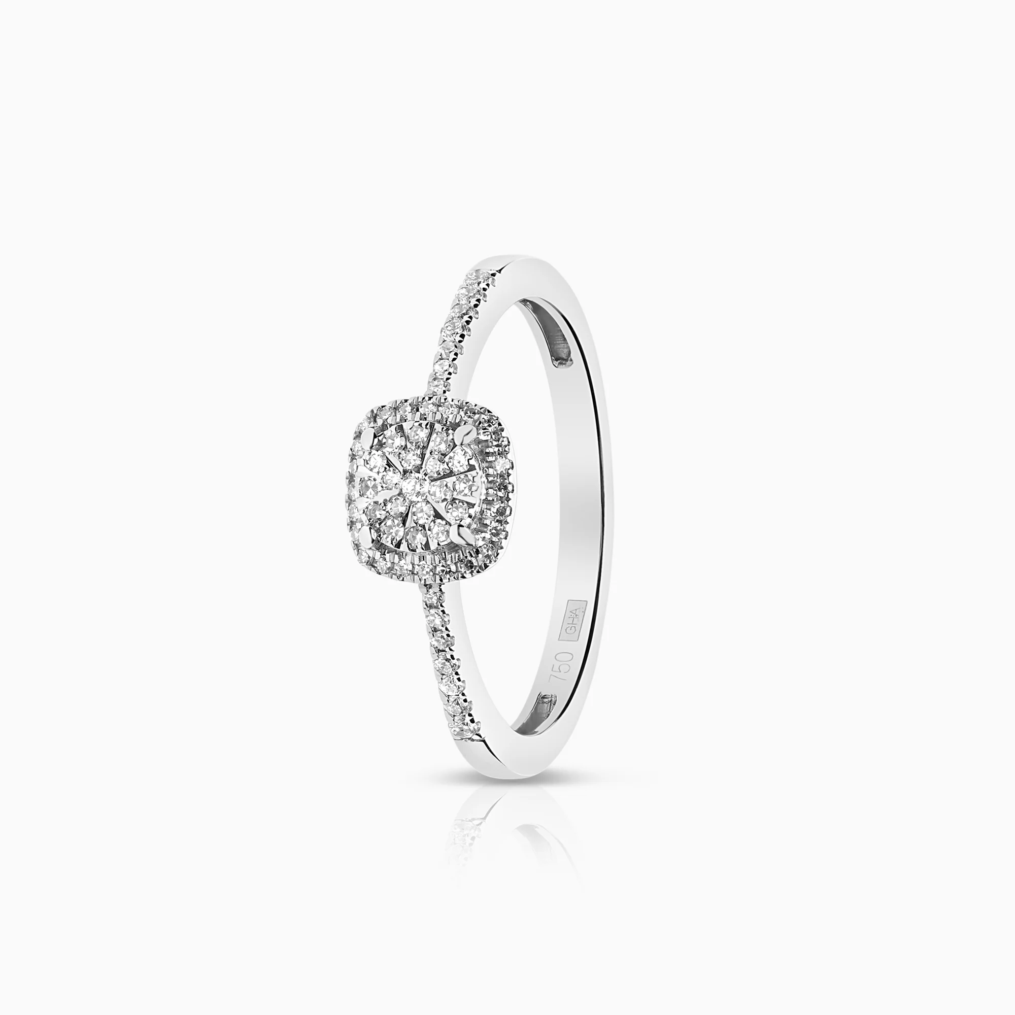 Side stone ring 0.20ct 18K white gold