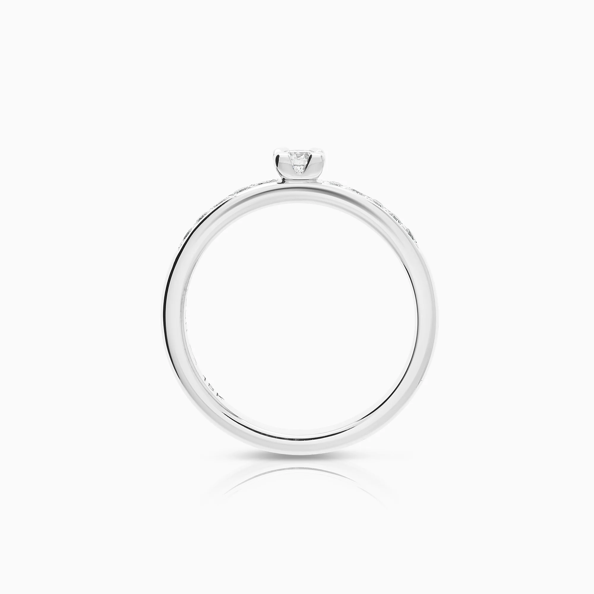 Side stone ring 0.20ct 18K white gold - Image 2