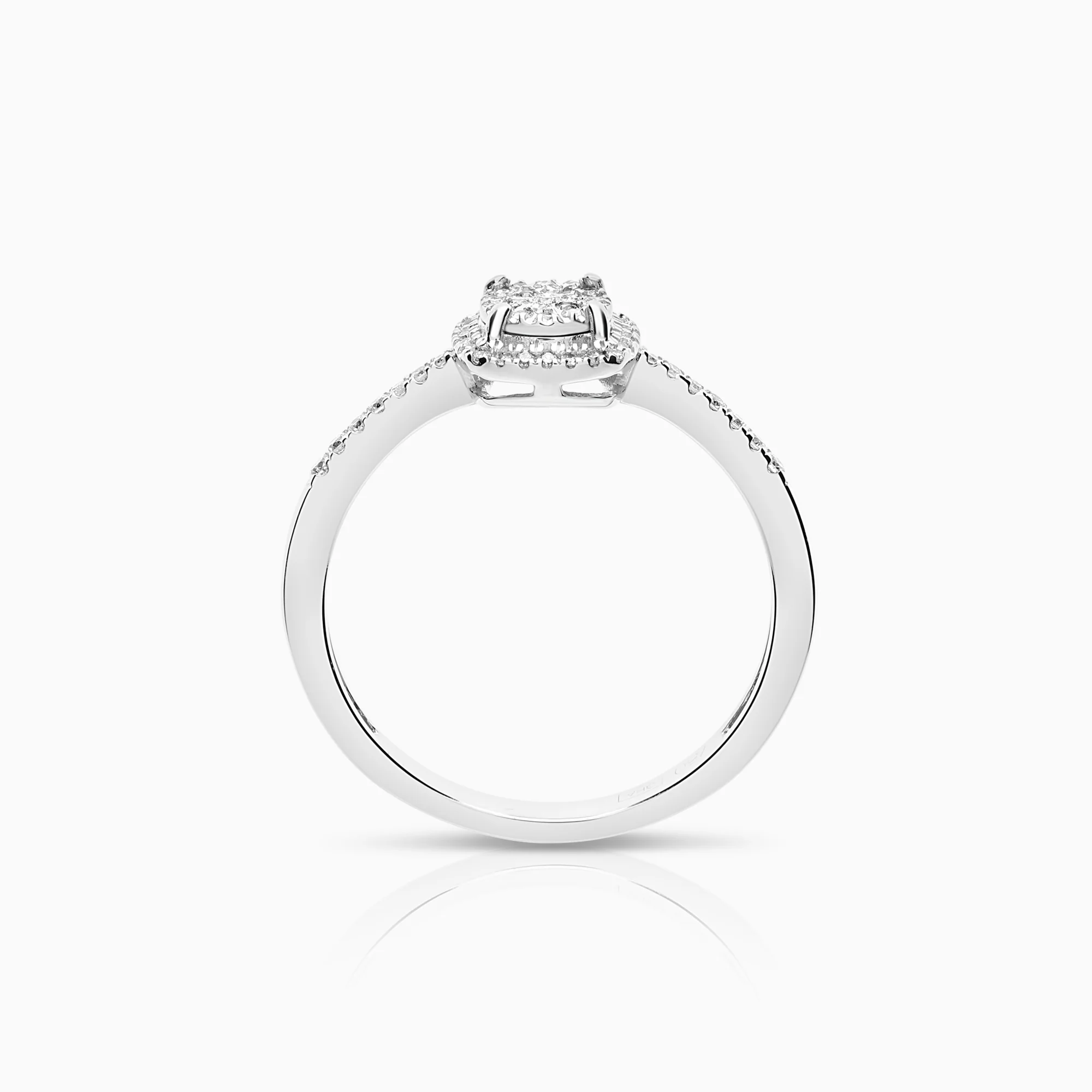 Side stone ring 0.20ct 18K white gold - Image 2