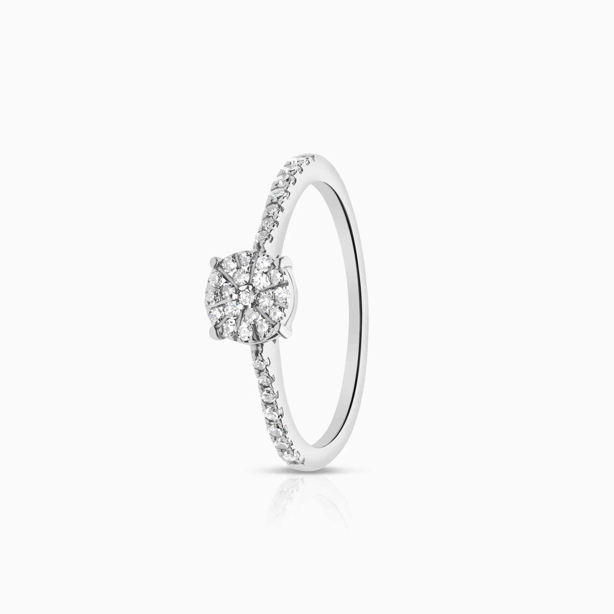 Side stone ring 0.20ct 18K white gold