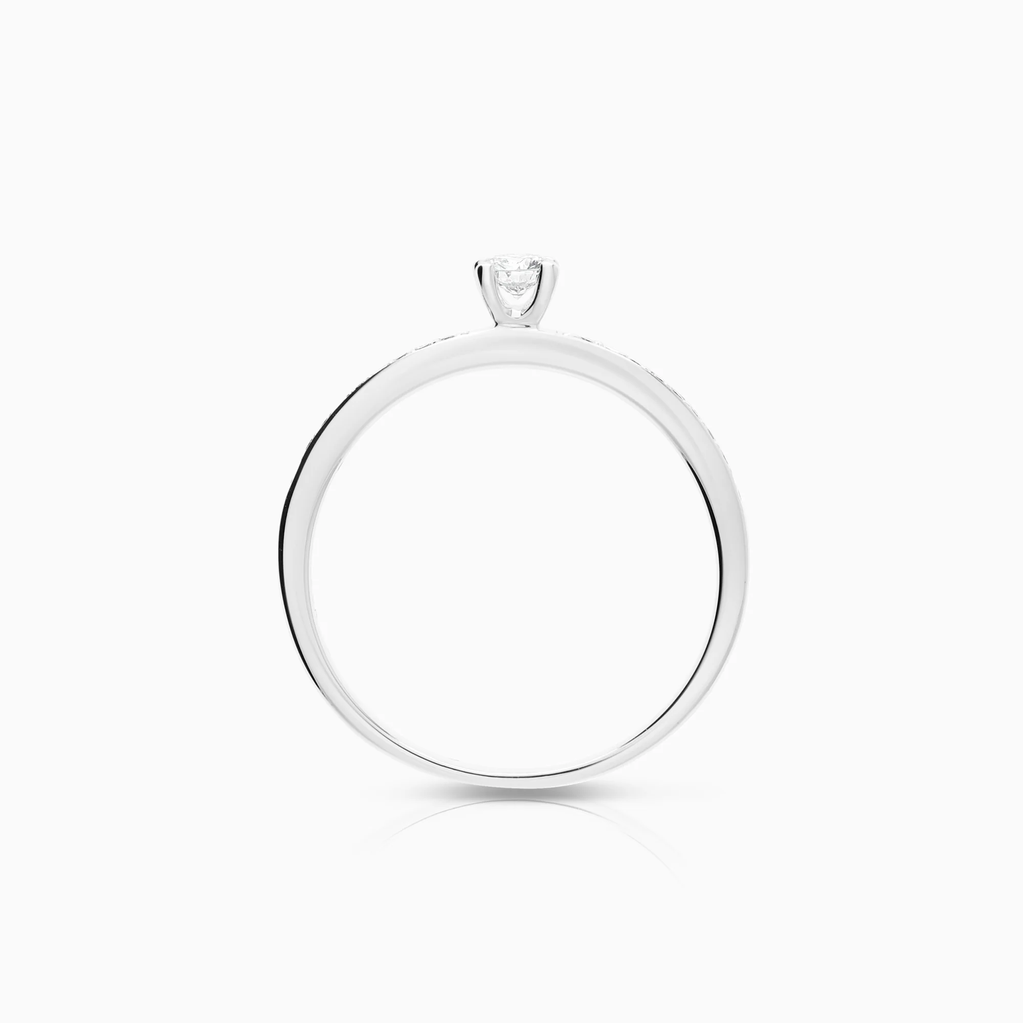 Side stone ring 0.20ct 18K white gold - Image 2