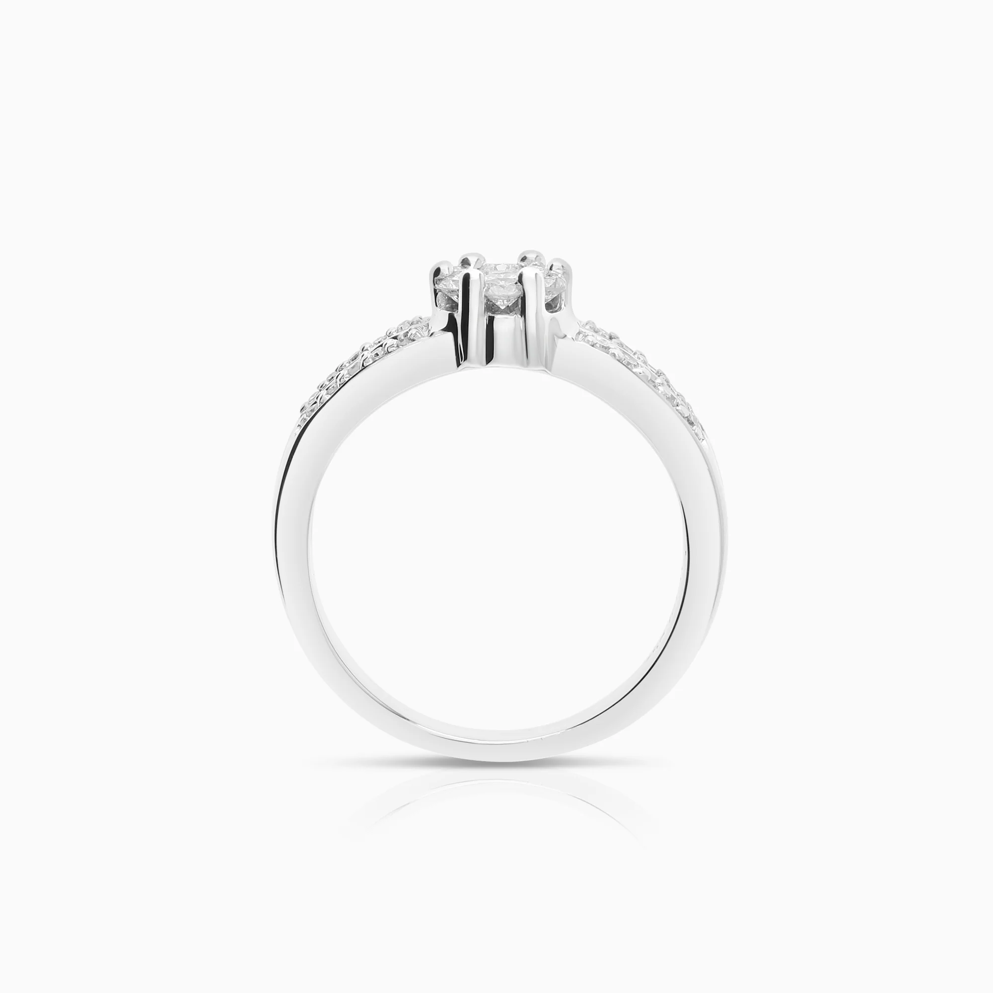 Side-stone ring 0.25ct 18K white gold - Image 2