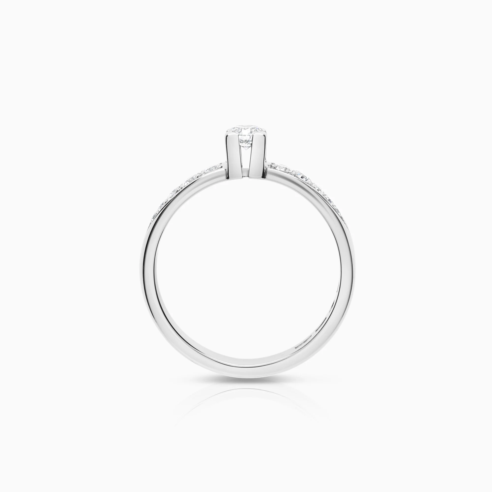 Side-stone ring 0.26ct 18K white gold - Image 2