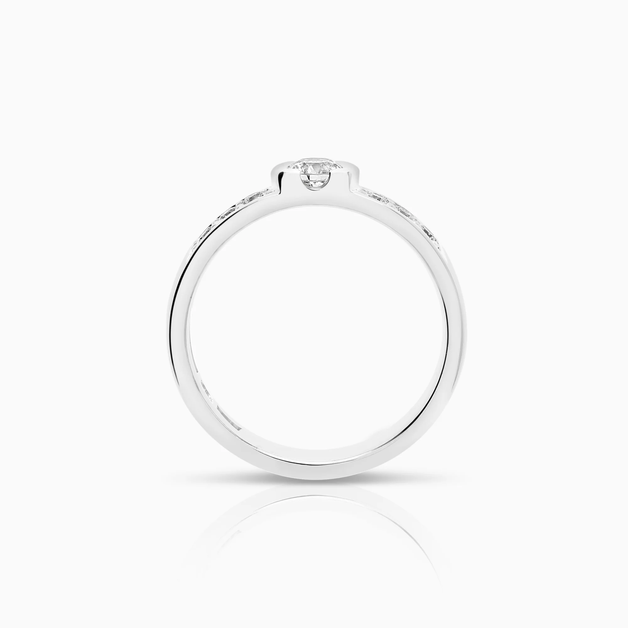 Side stone ring 0.28ct 18K white gold - Image 2