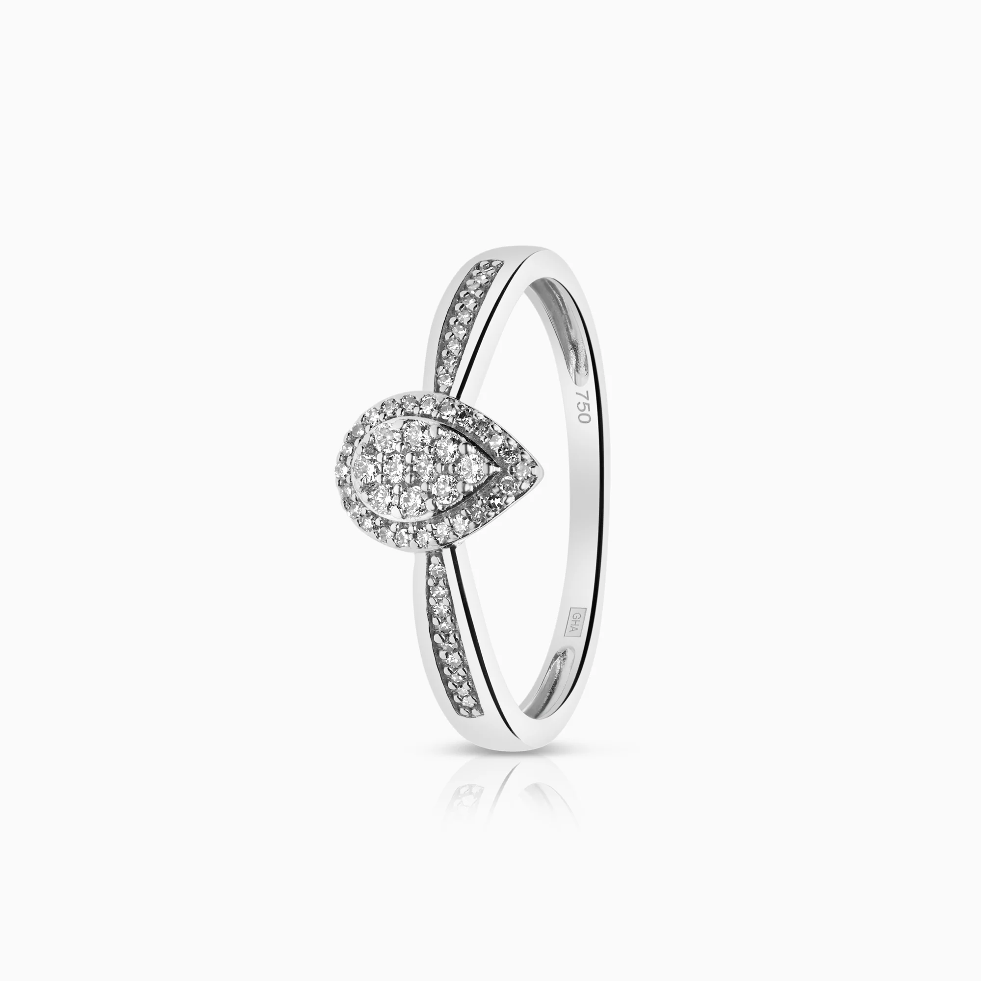 Side stone ring 0.30ct 18K white gold