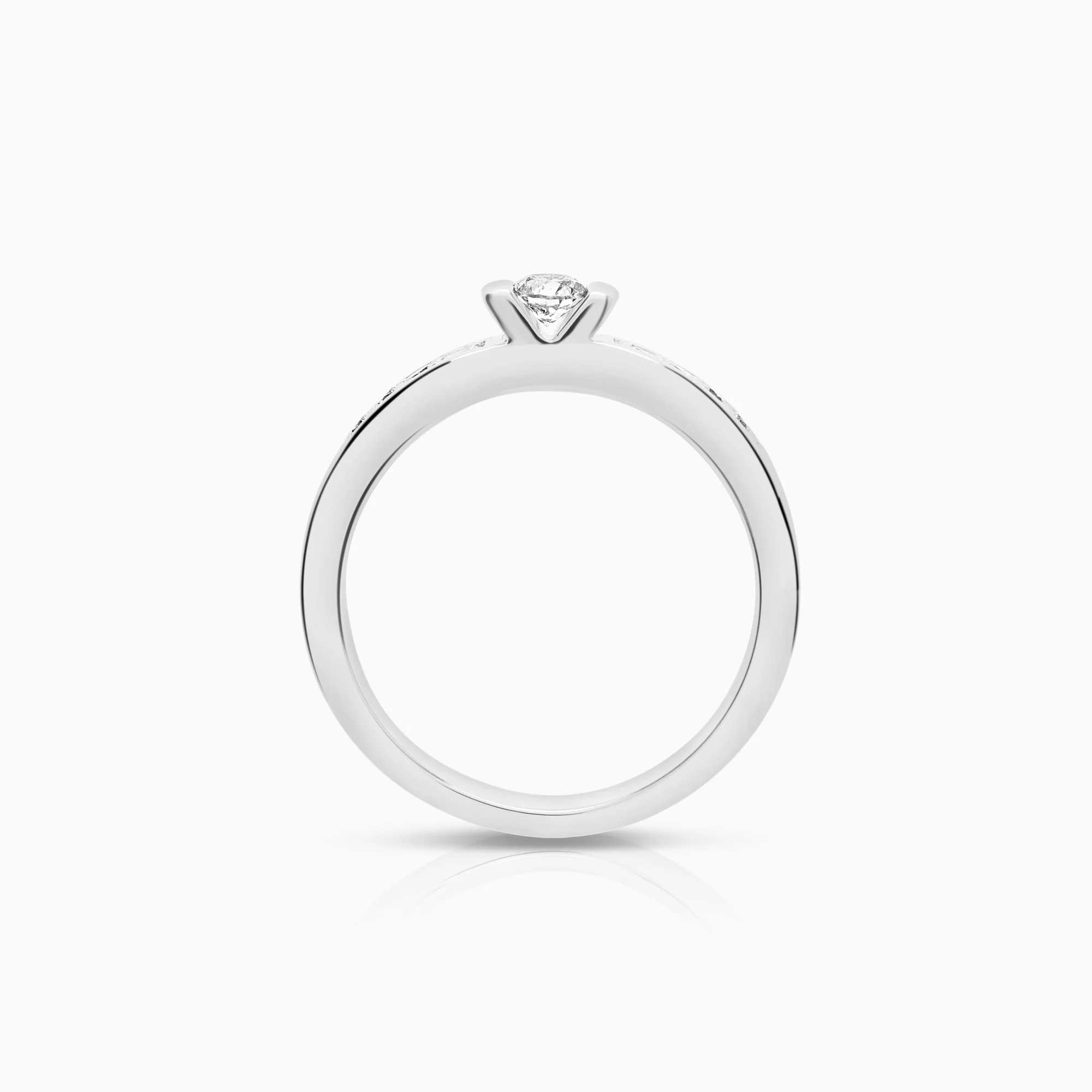 Side stone ring 0.30ct 18K white gold - Image 2