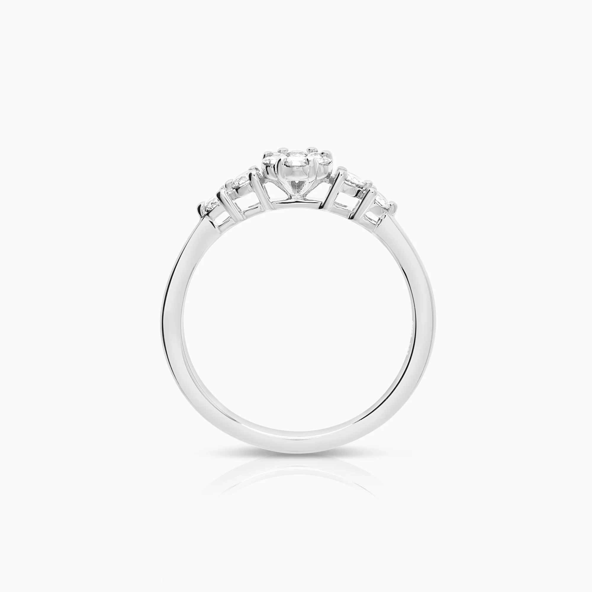 Side stone ring 0.31ct 18K white gold - Image 2