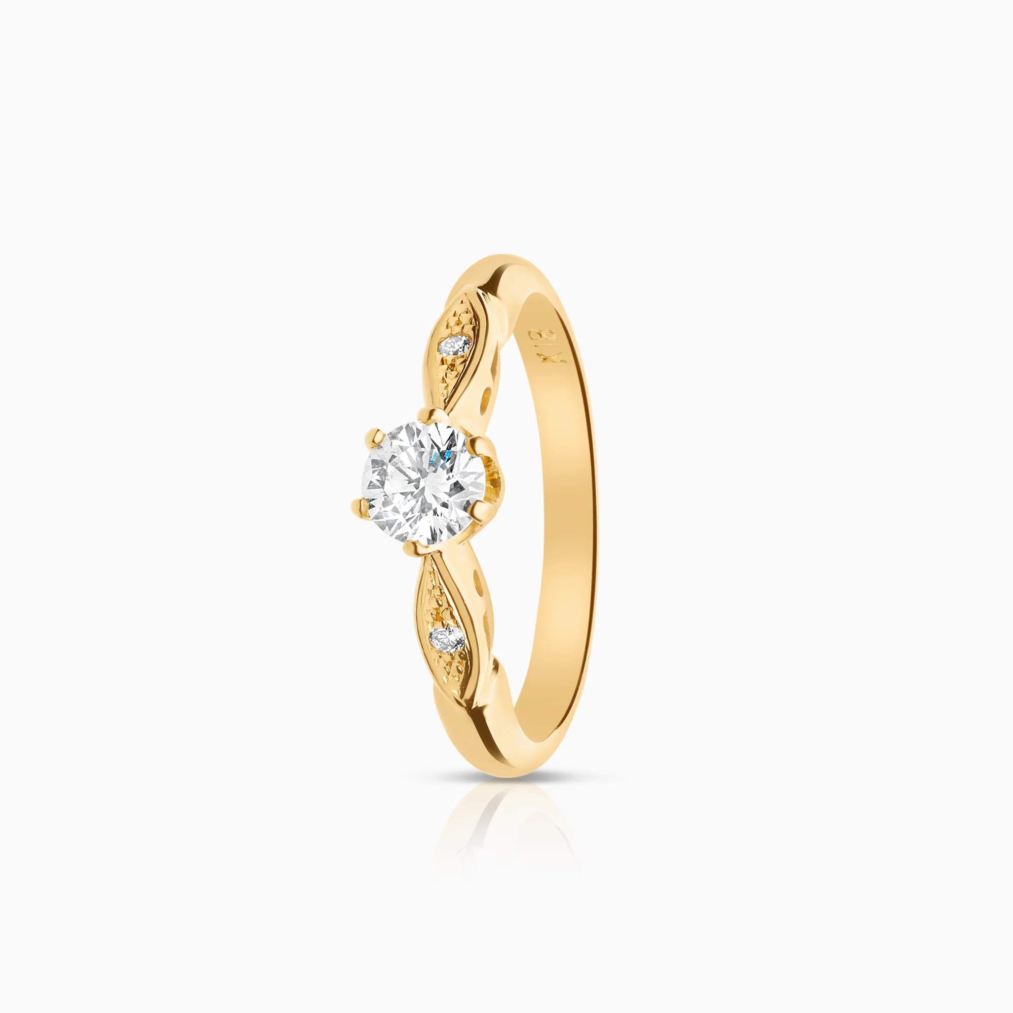 Side stone ring 0.32ct 18K gold