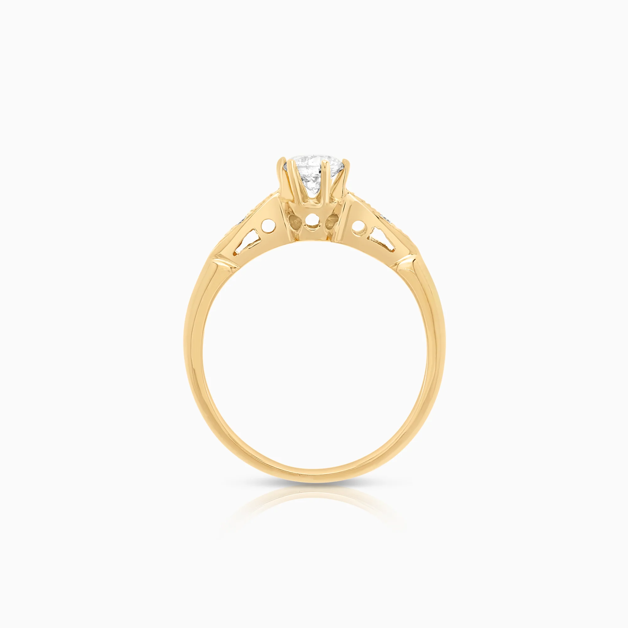 Side stone ring 0.32ct 18K gold - Image 2