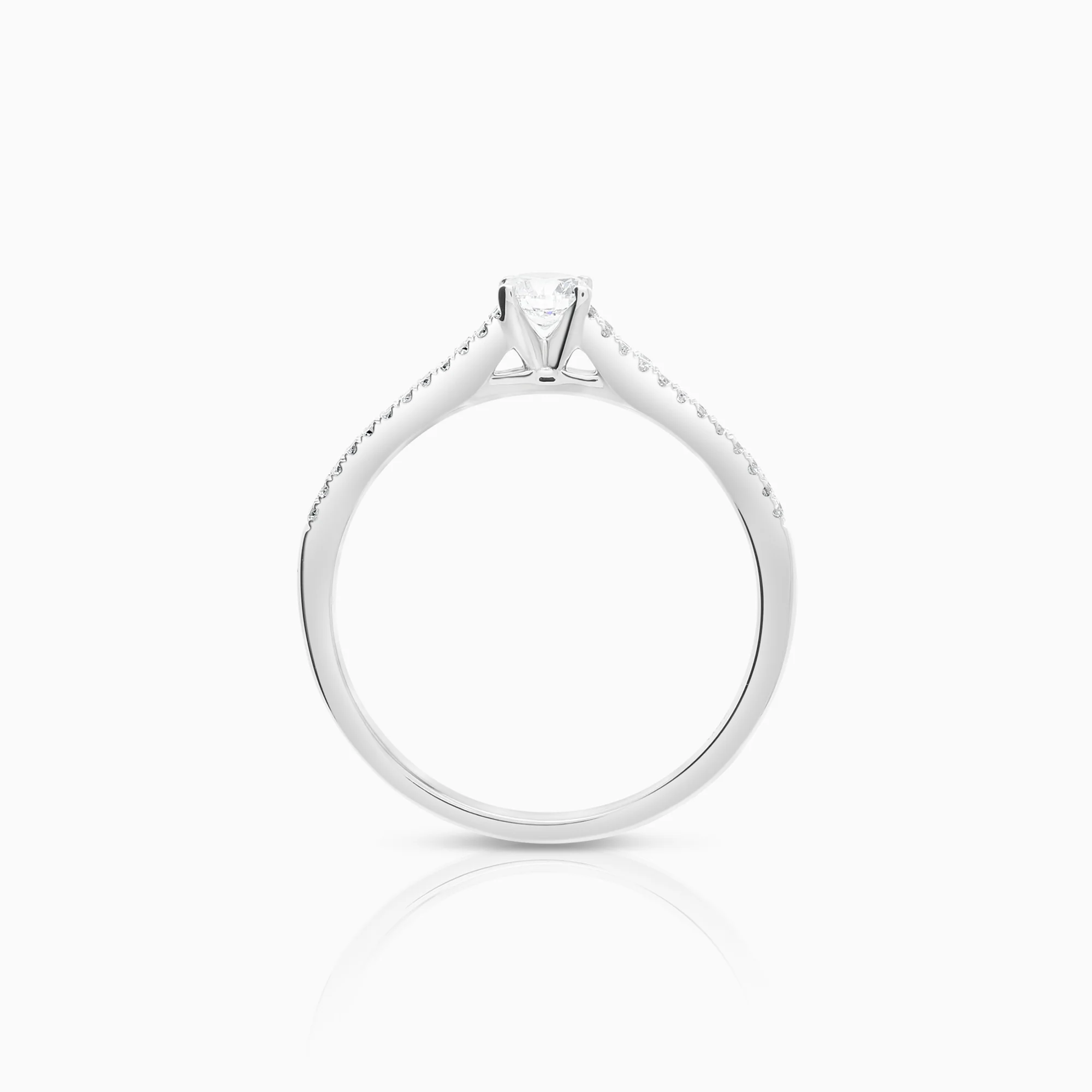 Side stone ring 0.32ct 18K white gold - Image 2