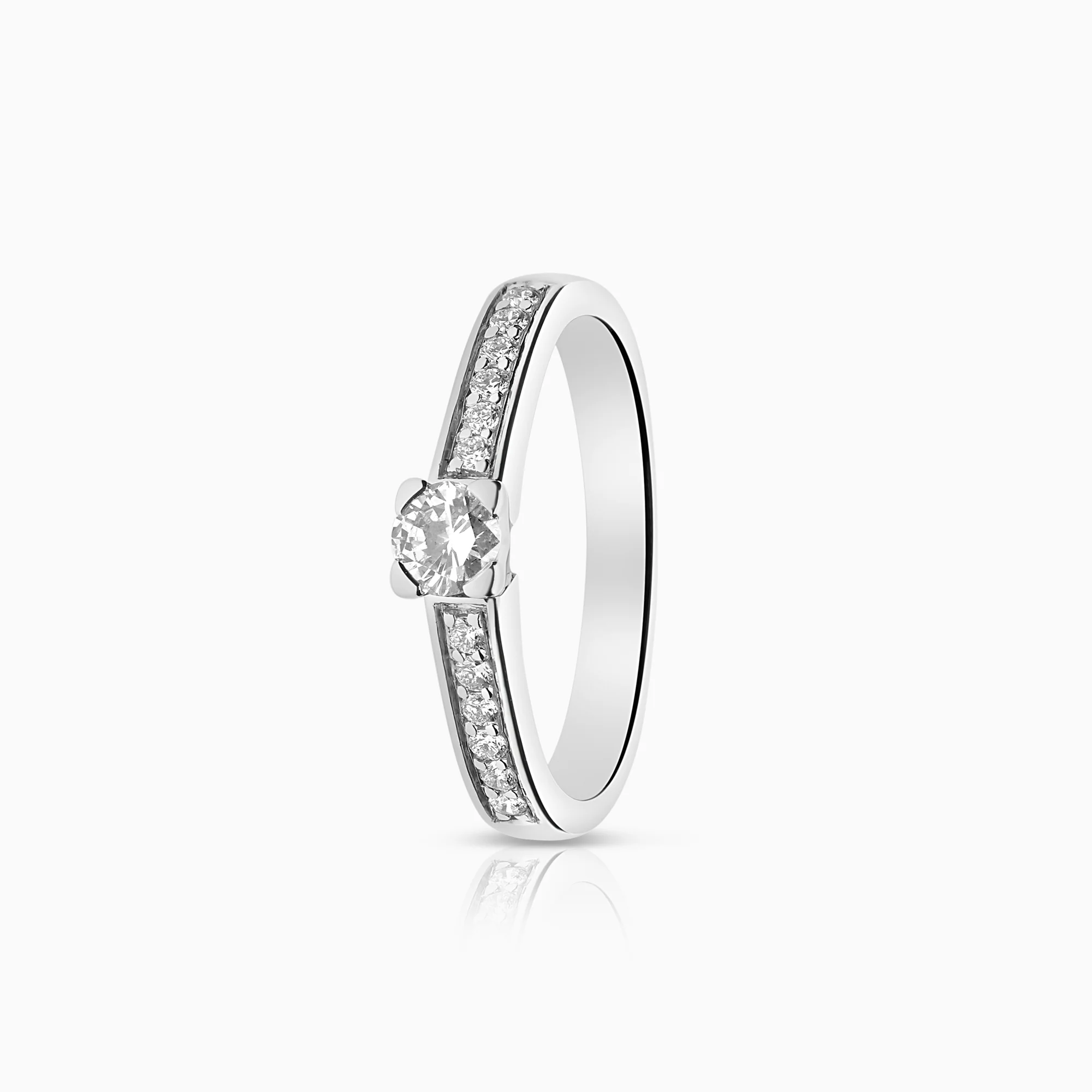 Side stone ring 0.32ct 18K white gold