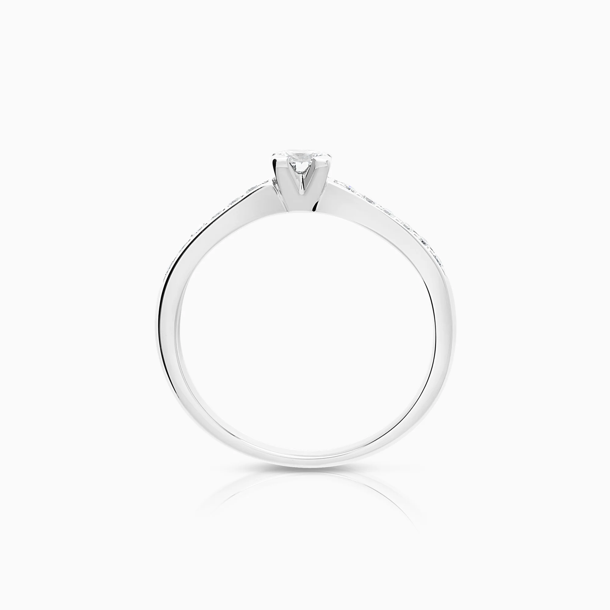 Side stone ring 0.32ct 18K white gold - Image 2