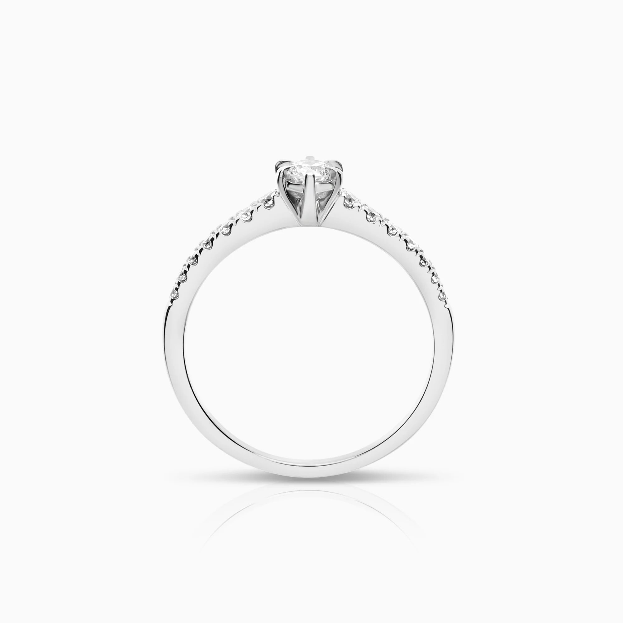 Side stone ring 0.34ct 18K white gold - Image 2
