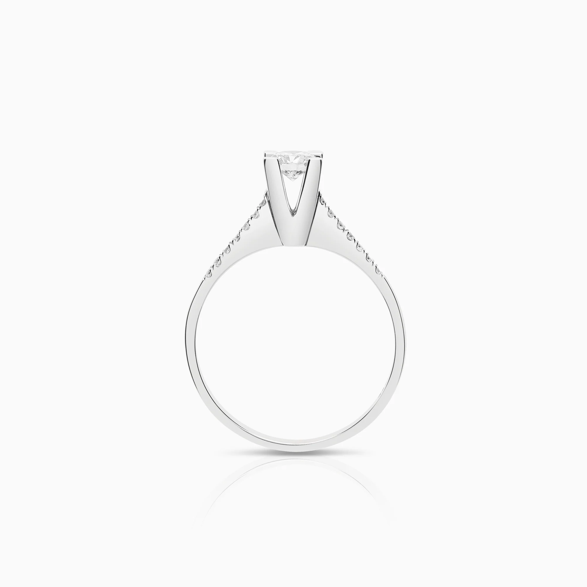 Side-stone ring 0.37ct 14K white gold - Image 2