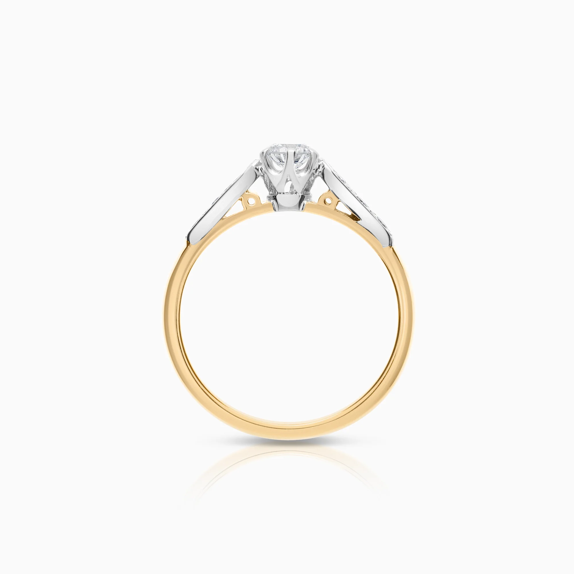 Side stone ring 0.38ct 18K gold - Image 2