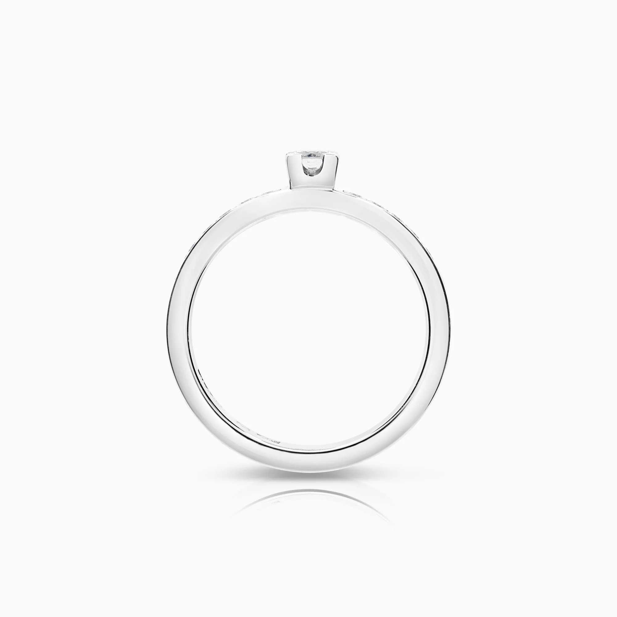 Side stone ring 0.40ct 18K white gold - Image 2