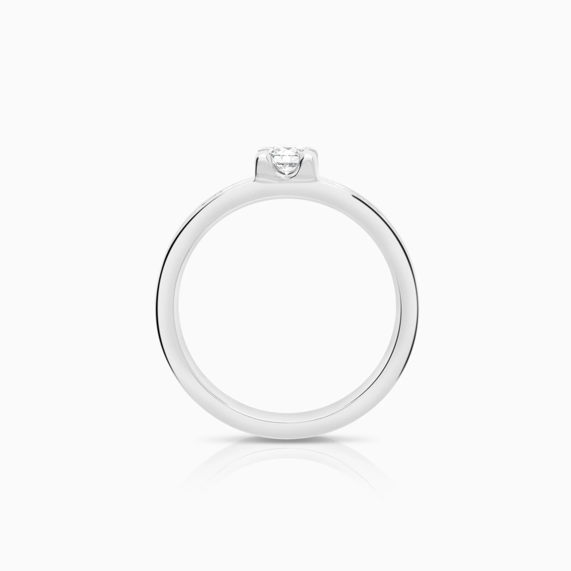 Side stone ring 0.40ct 18K white gold - Image 2
