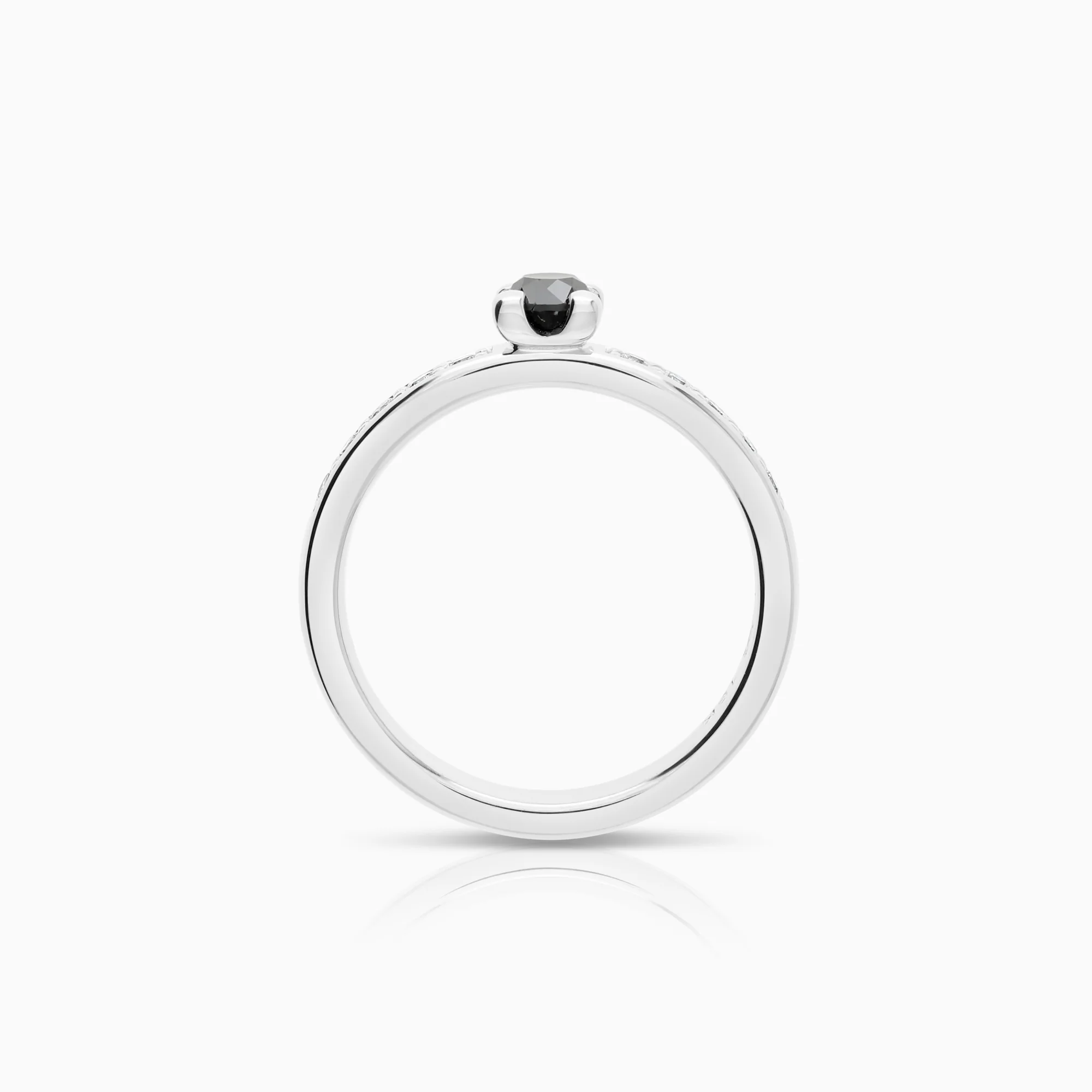 Side stone ring 0.40ct 18K white gold - Image 2