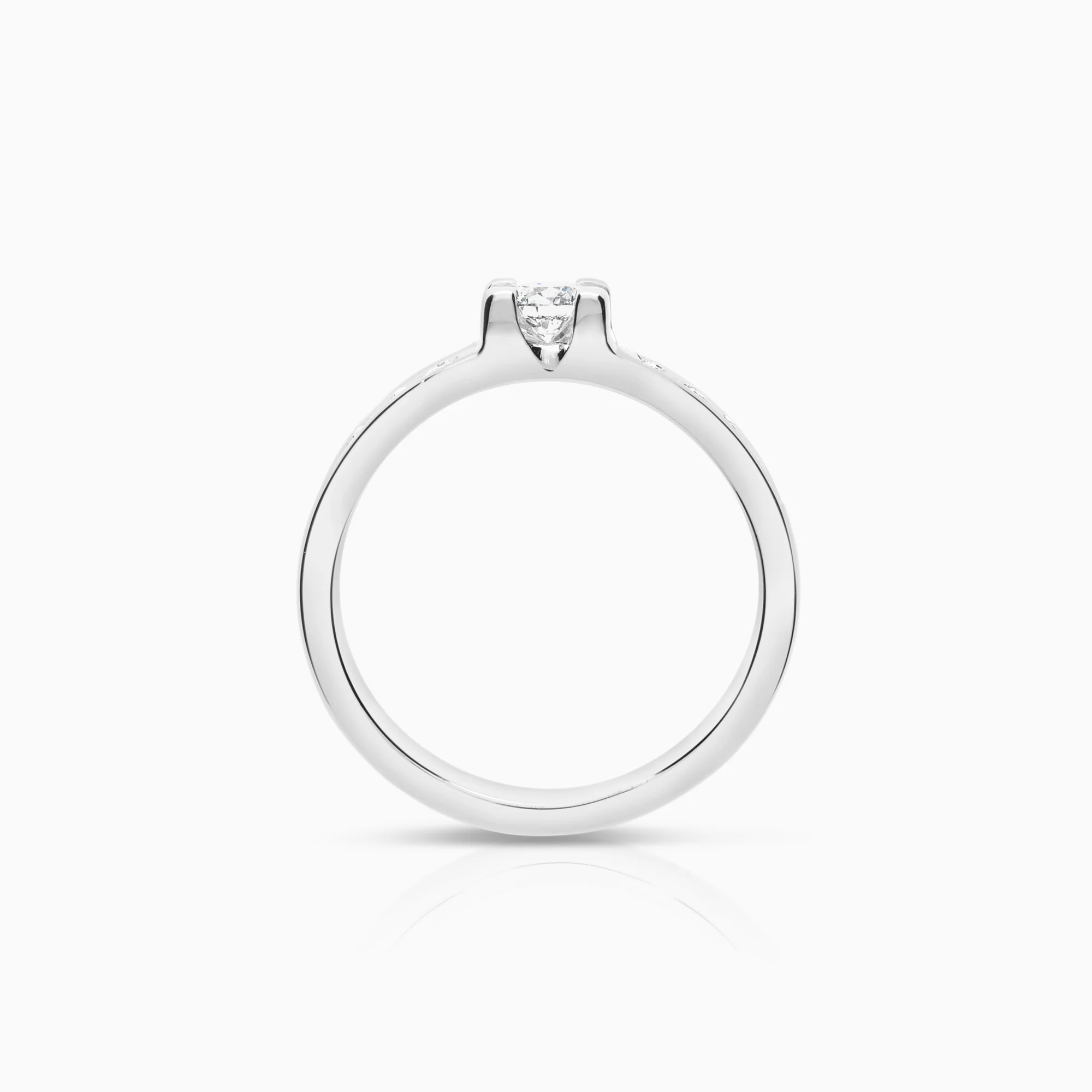 Side-stone ring 0.42ct 18K white gold - Image 2