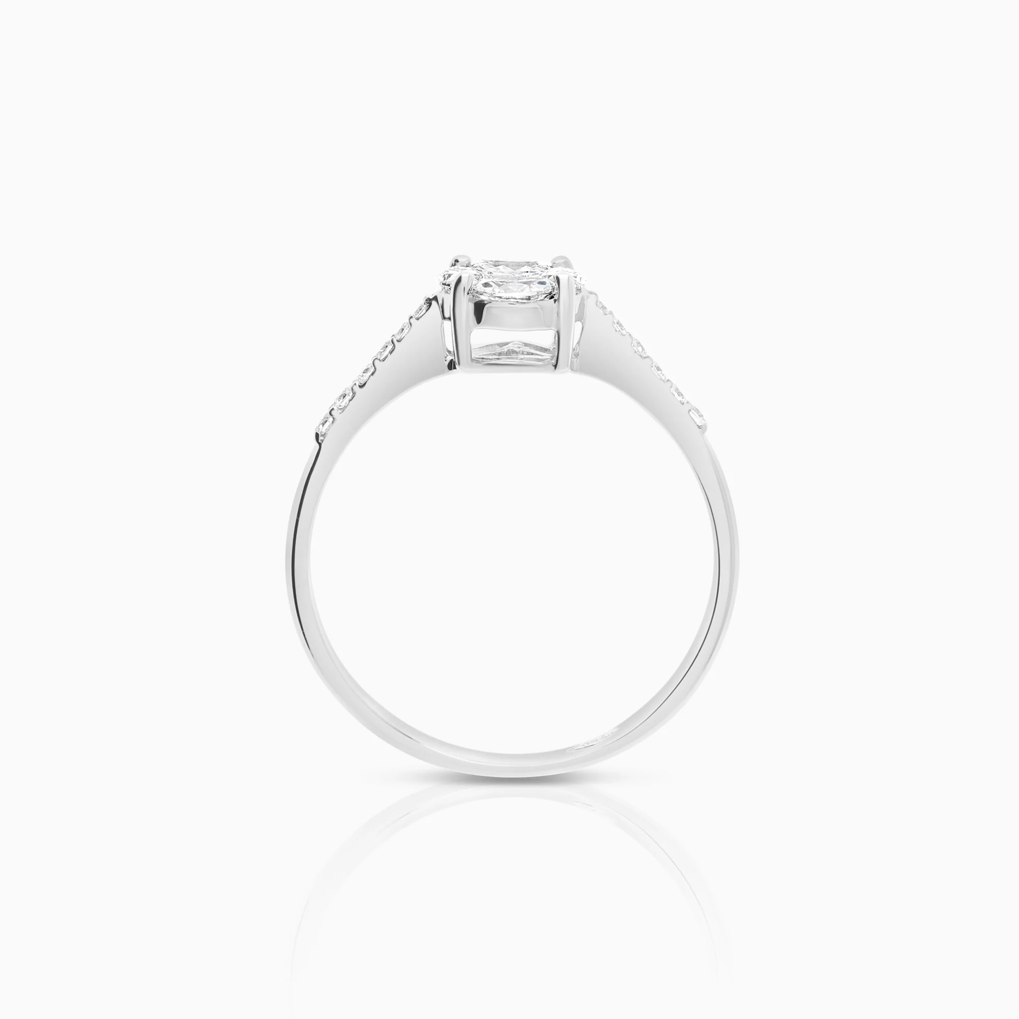 Side stone ring 0.43ct 18K white gold - Image 2
