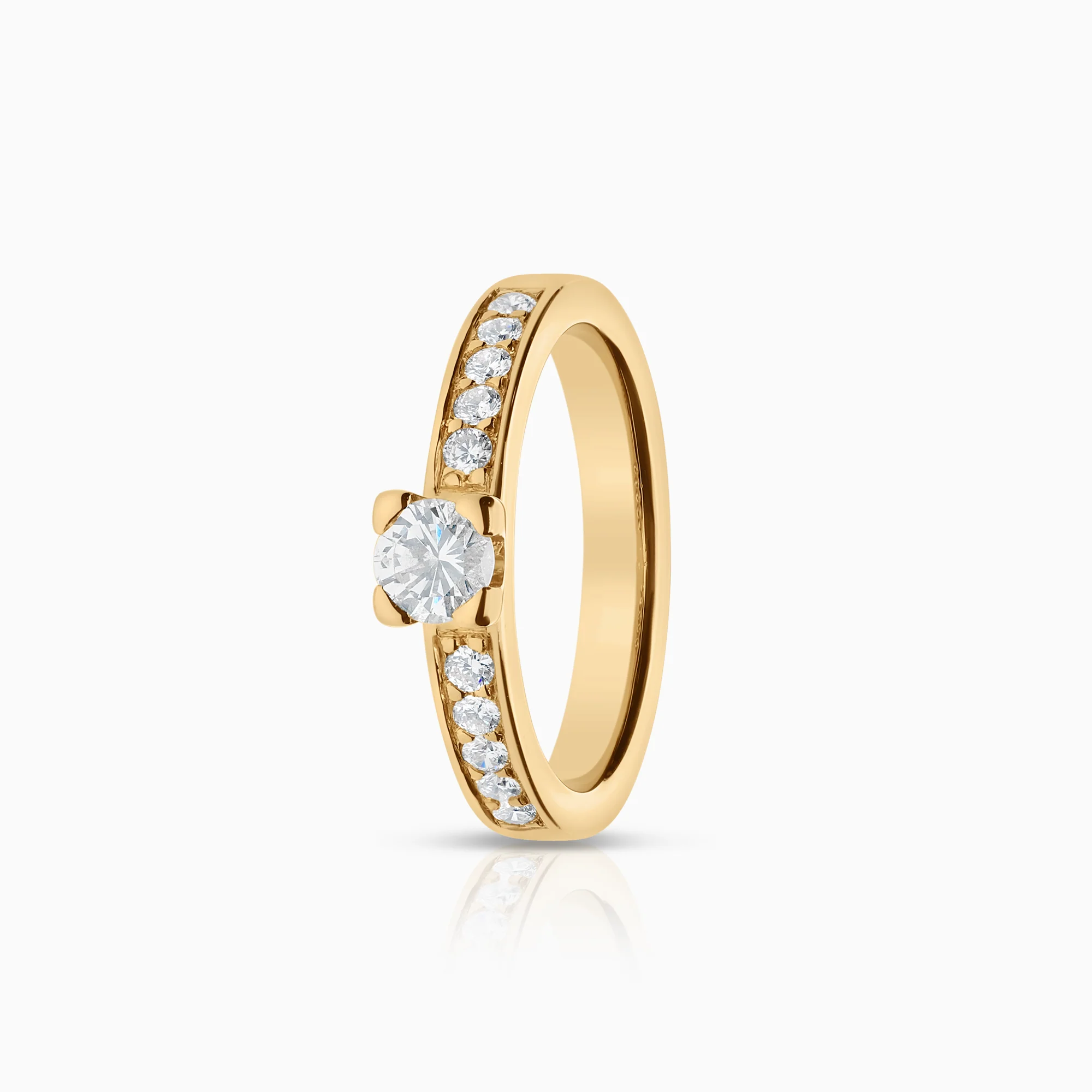 Side stone ring 0.45ct 18K gold