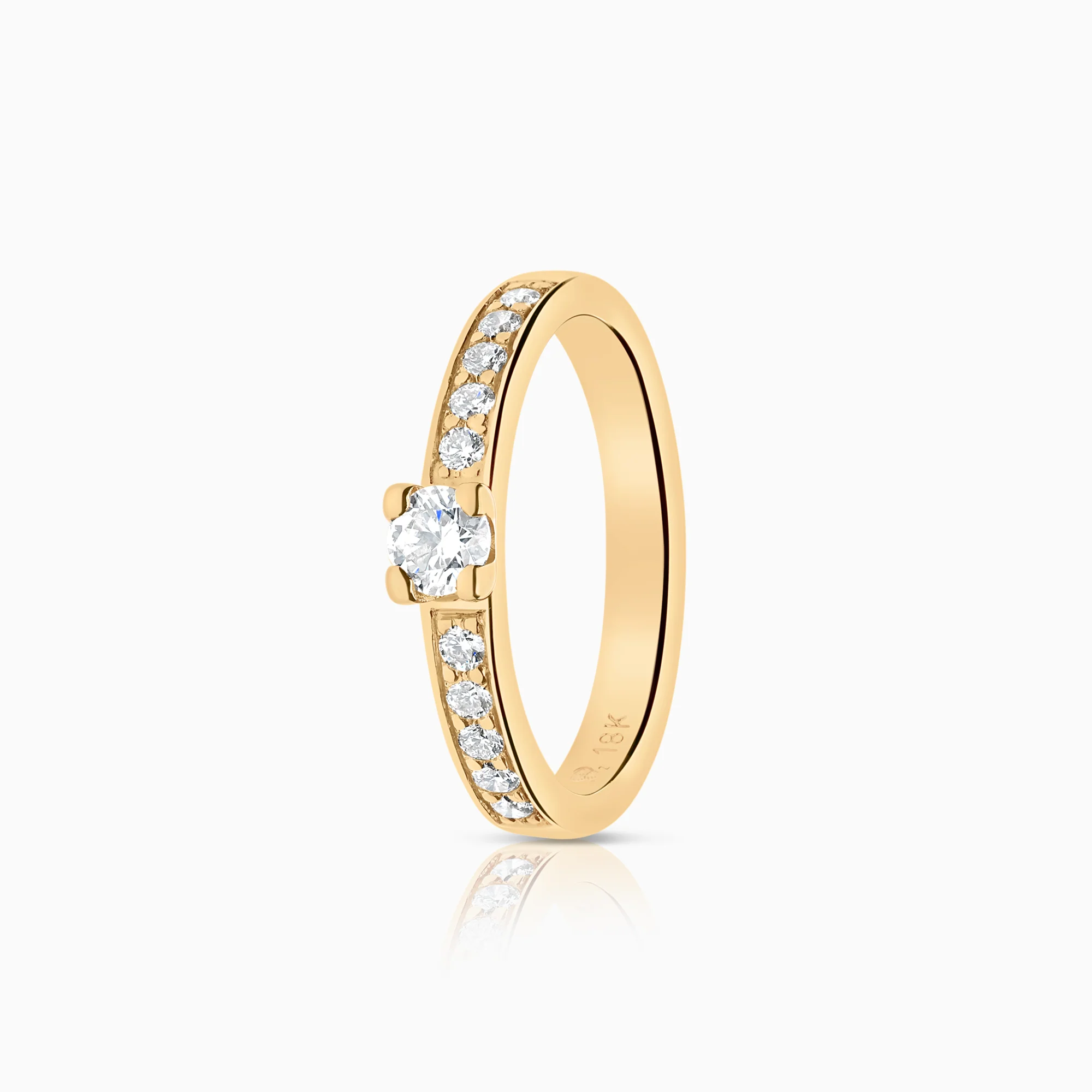 Side stone ring 0.45ct 18K gold
