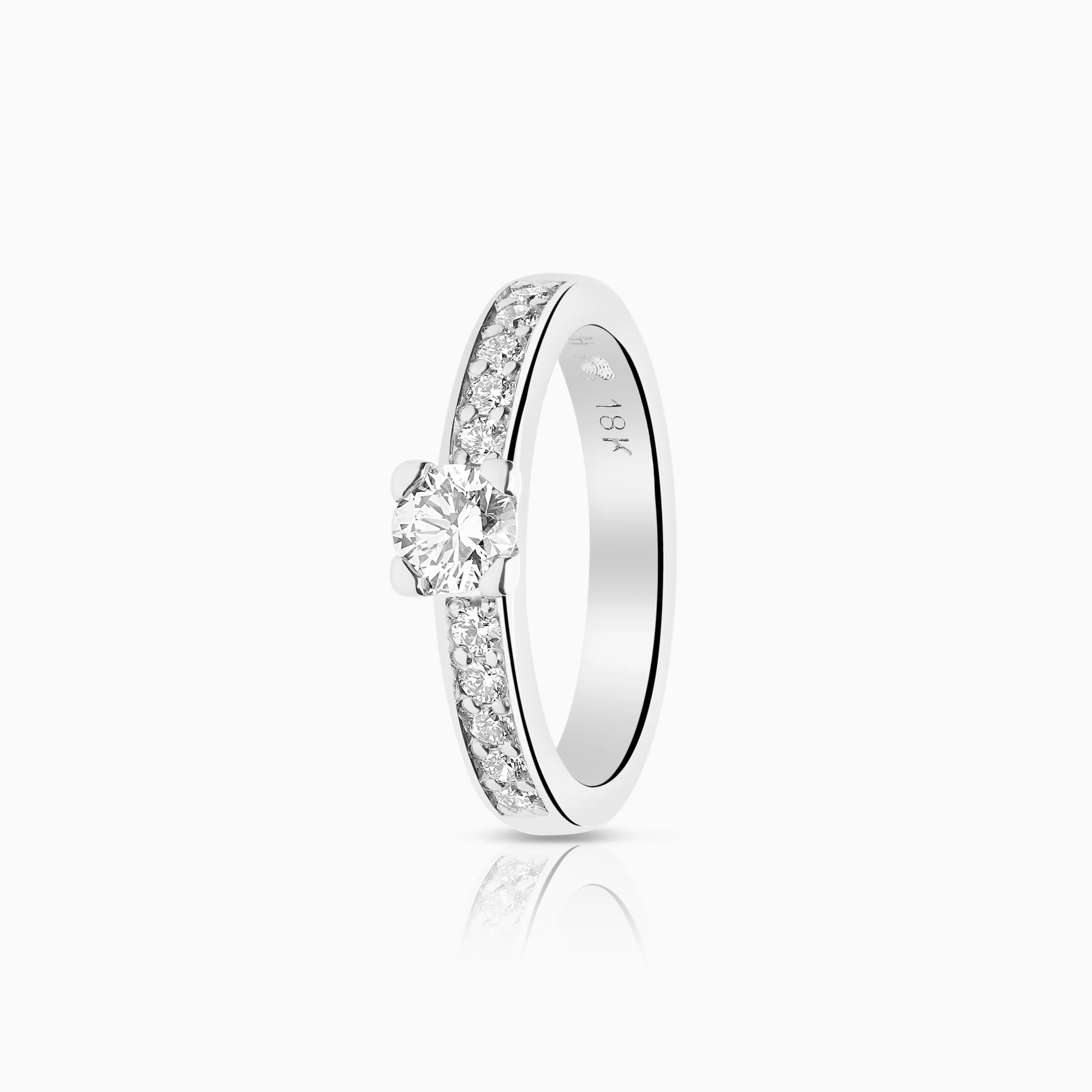 Side Stone Ring 0.45ct 18K White Gold
