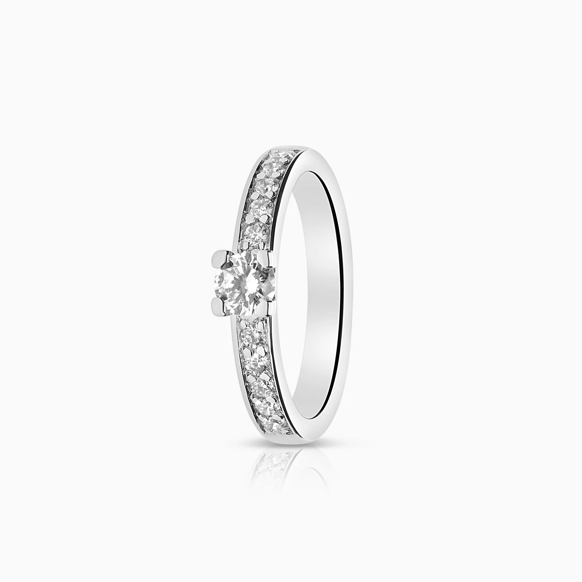 Side Stone Ring 0.45ct 18K White Gold