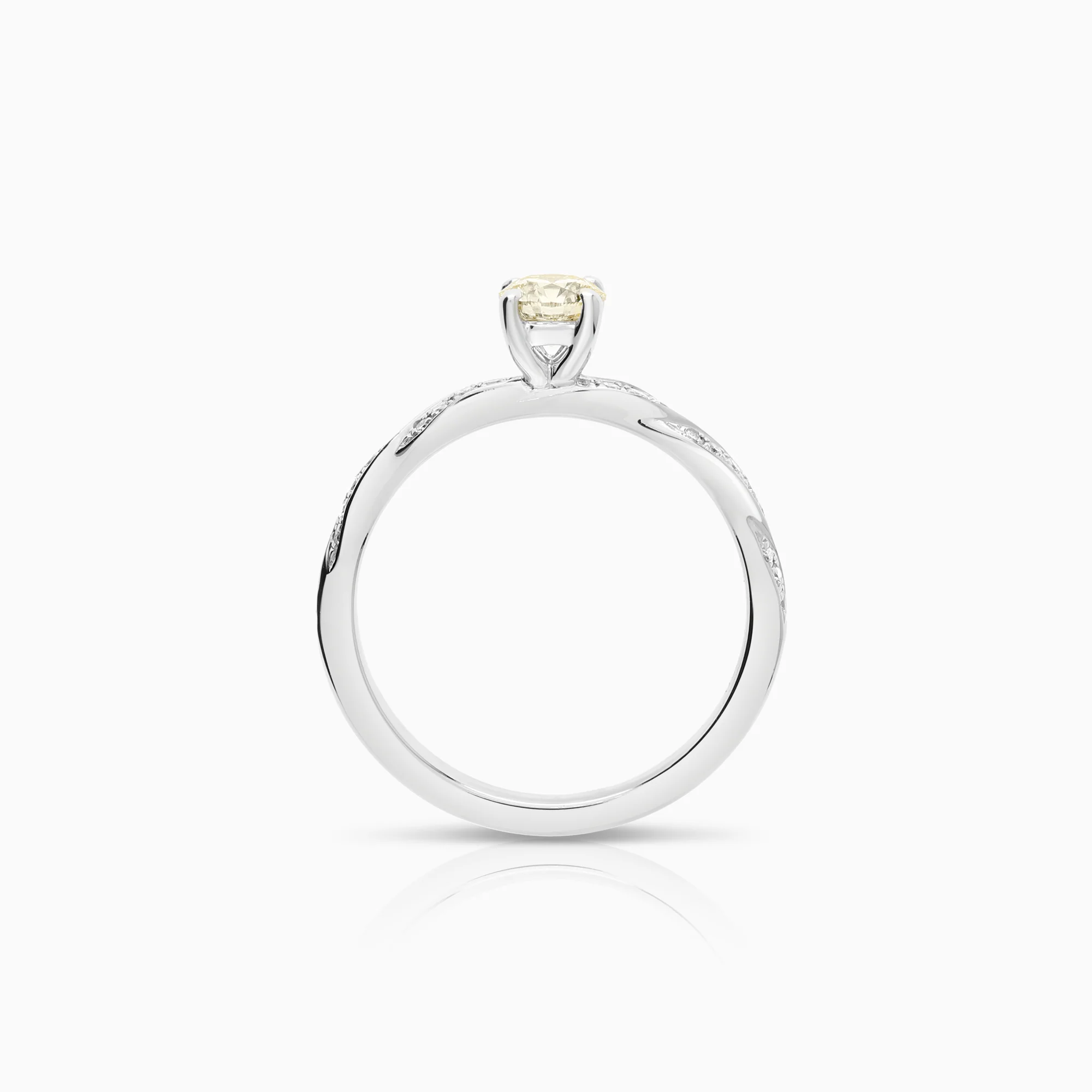 Side stone ring 0.53ct 18K white gold - Image 2