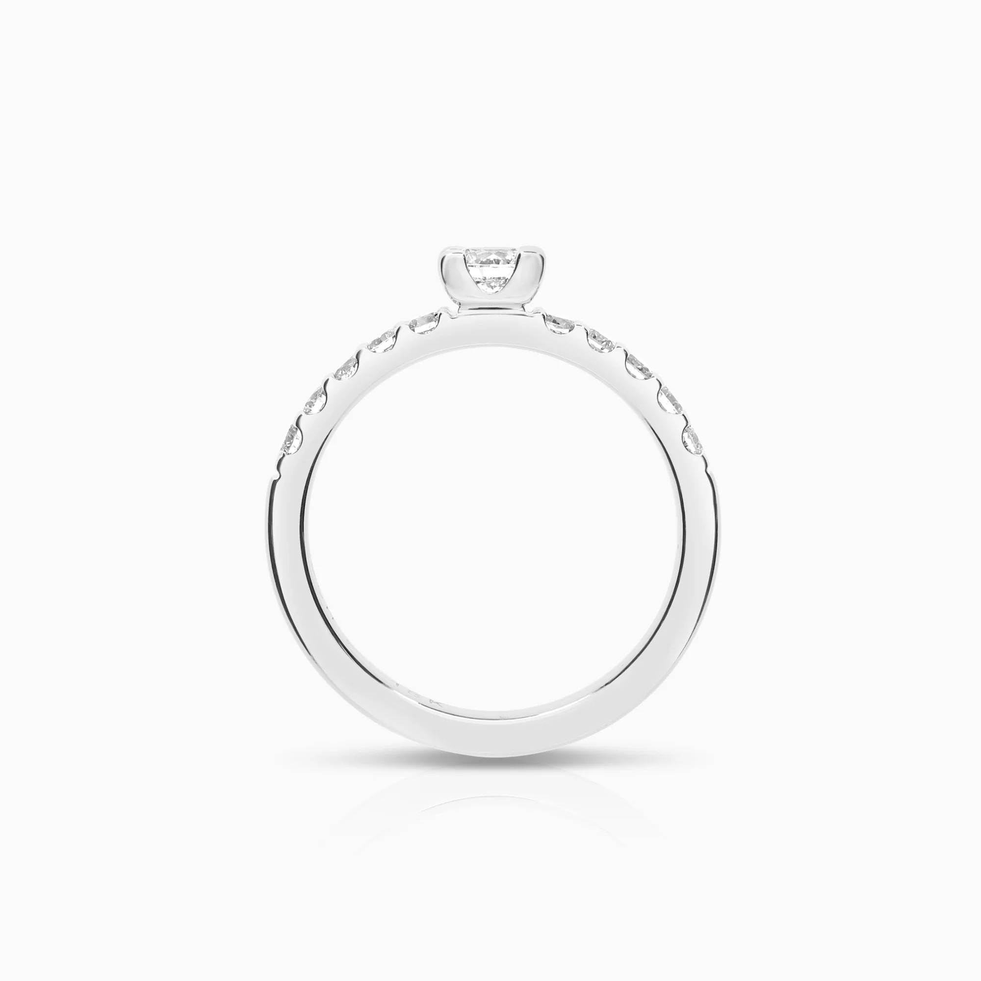 Side stone ring 0.53ct 18K white gold - Image 2