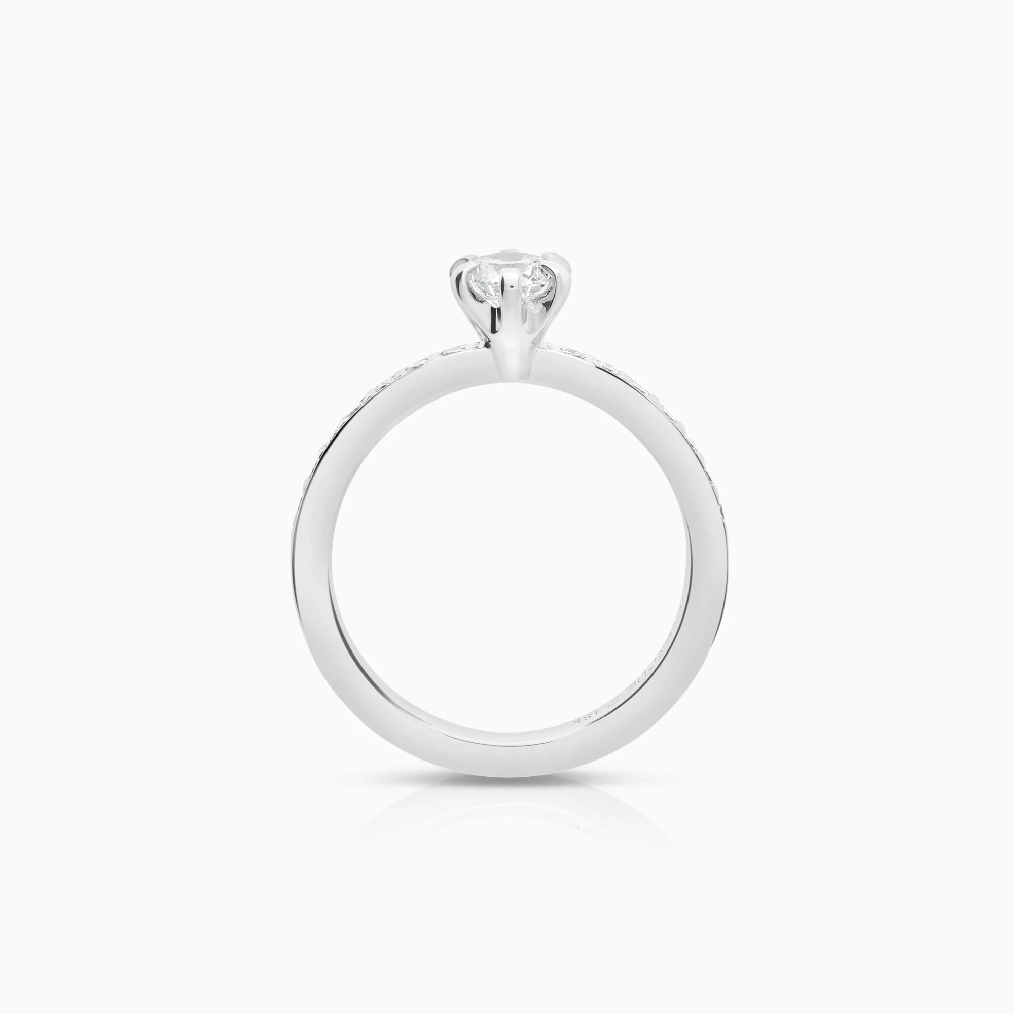 Side stone ring 0.54ct 18K white gold - Image 2