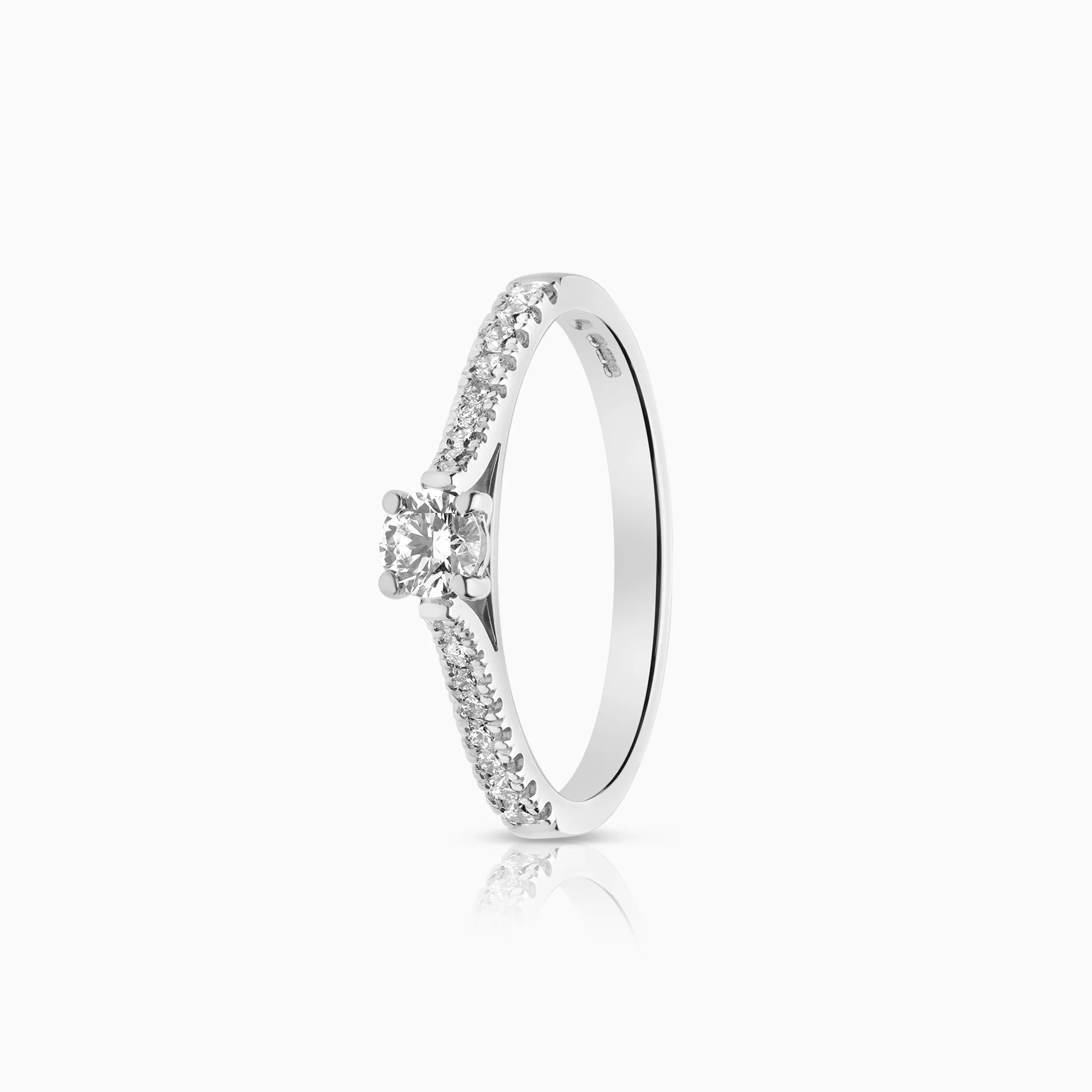 Side-stone ring 0.56ct 18K white gold
