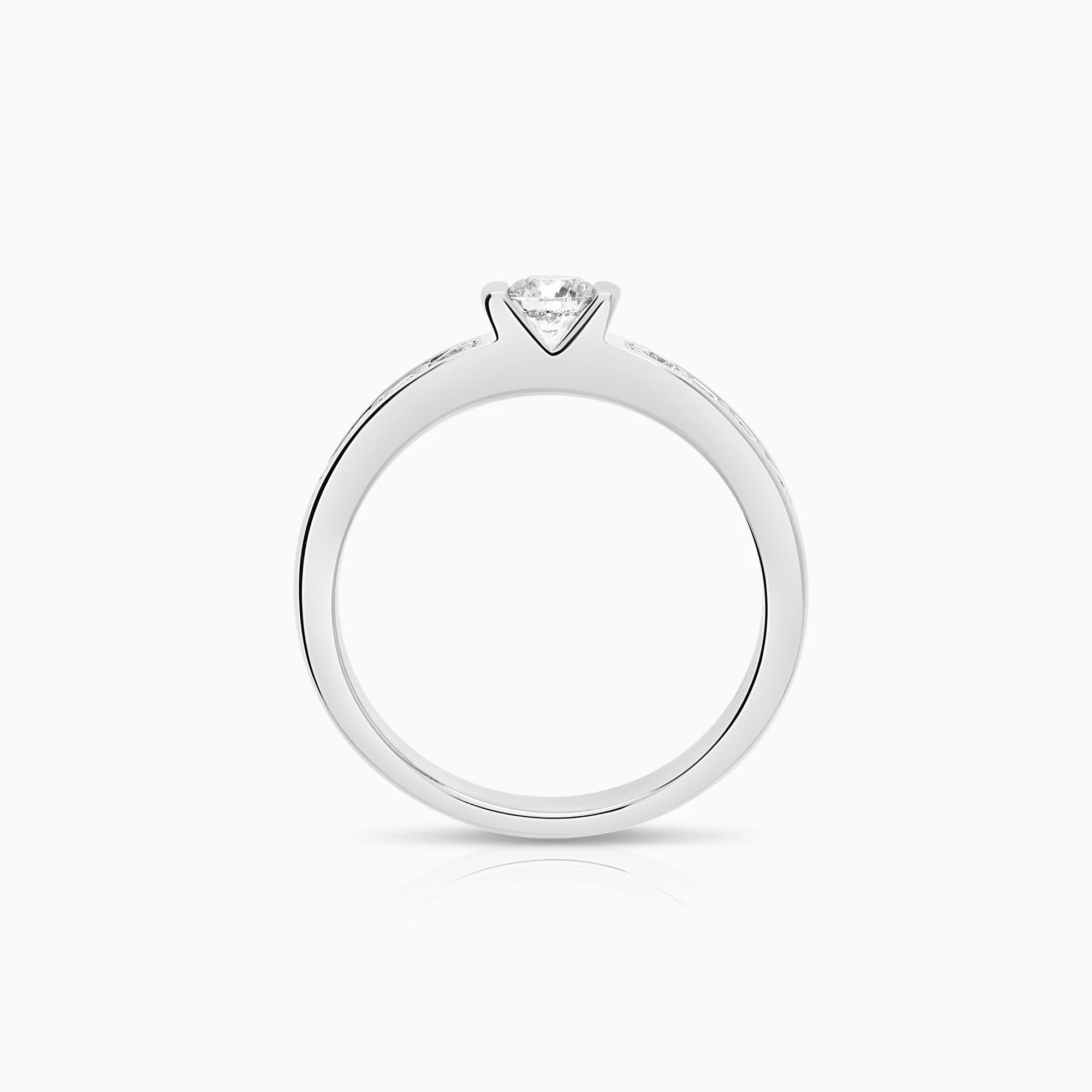 Side stone ring 0.57ct 18K white gold - Image 2