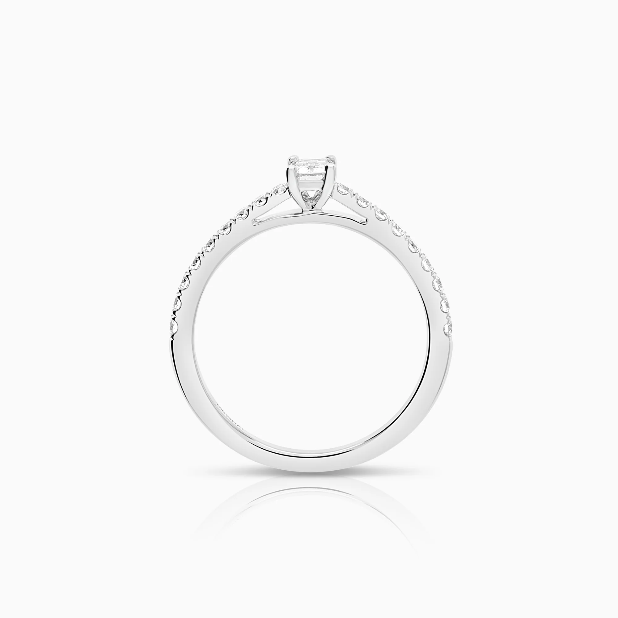 Side stone ring 0.57ct 18K white gold - Image 2
