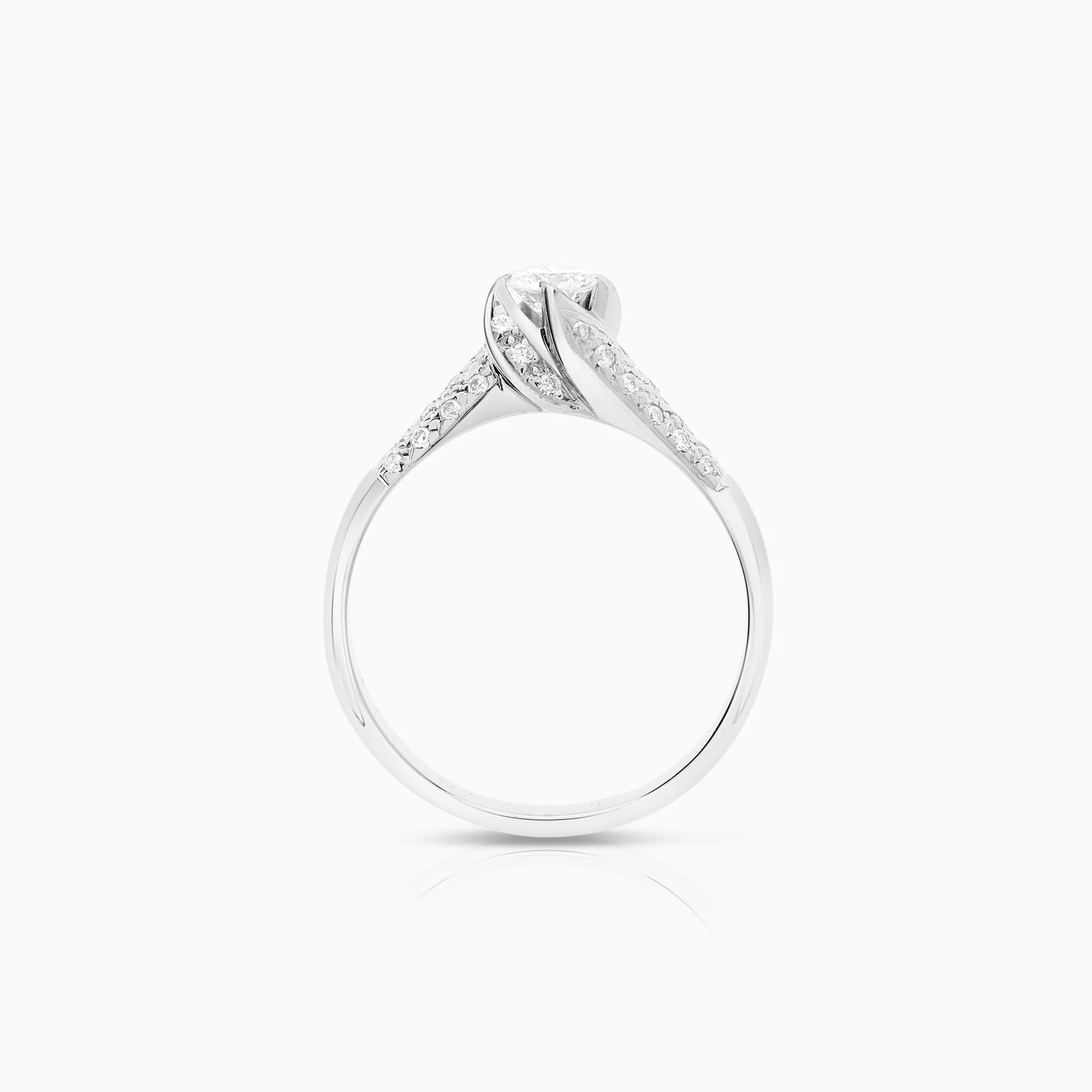 Side stone ring 0.64ct 18K white gold - Image 2
