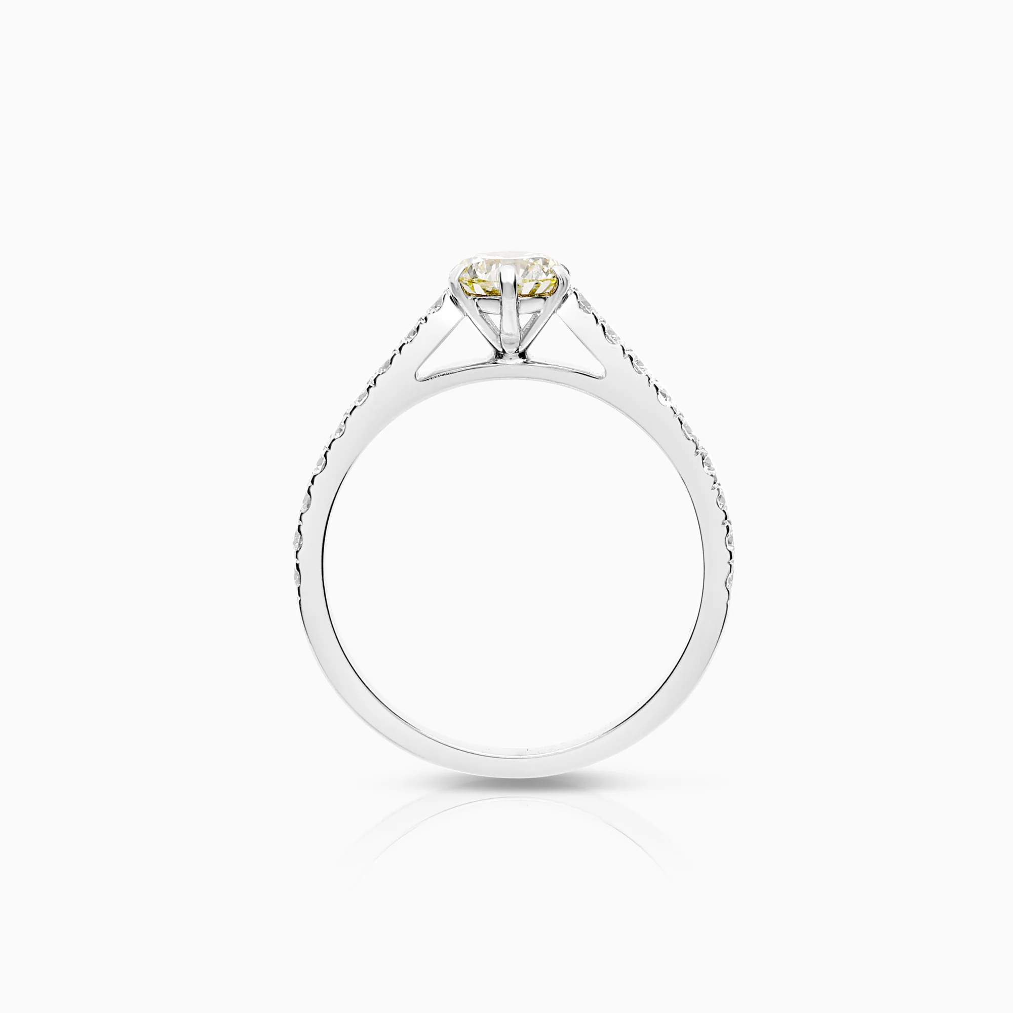 Side stone ring 0.86ct 18K white gold - Image 2