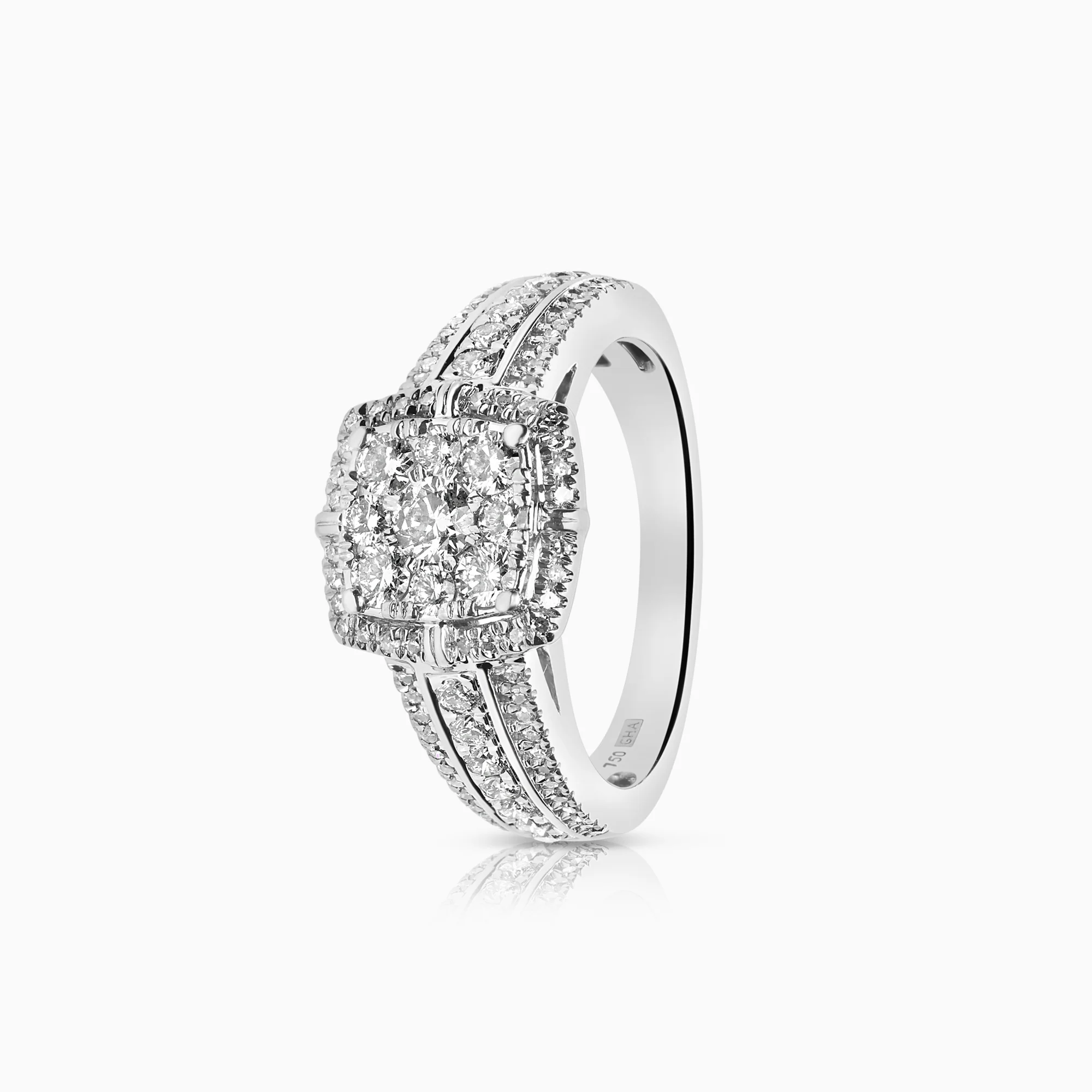 Side-stone ring 0.93ct 18K white gold