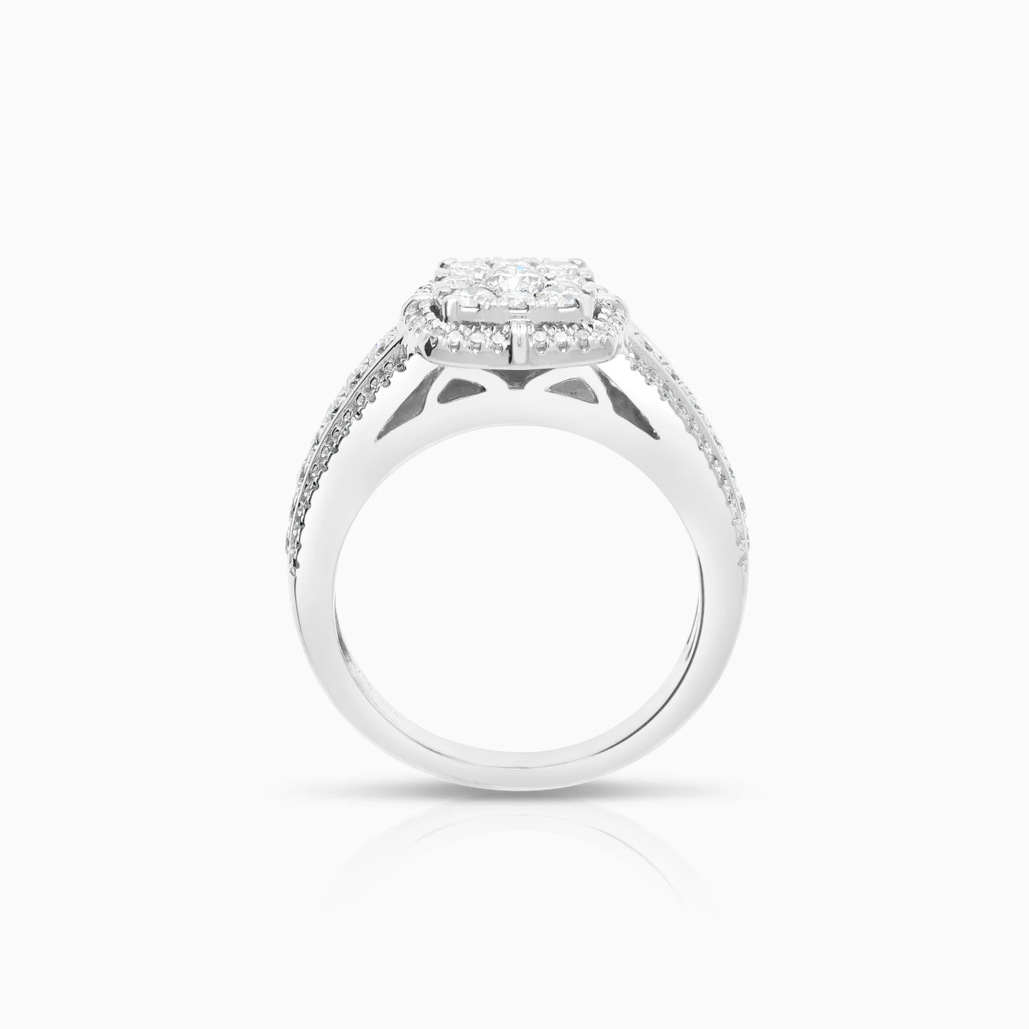 Side-stone ring 0.93ct 18K white gold - Image 2
