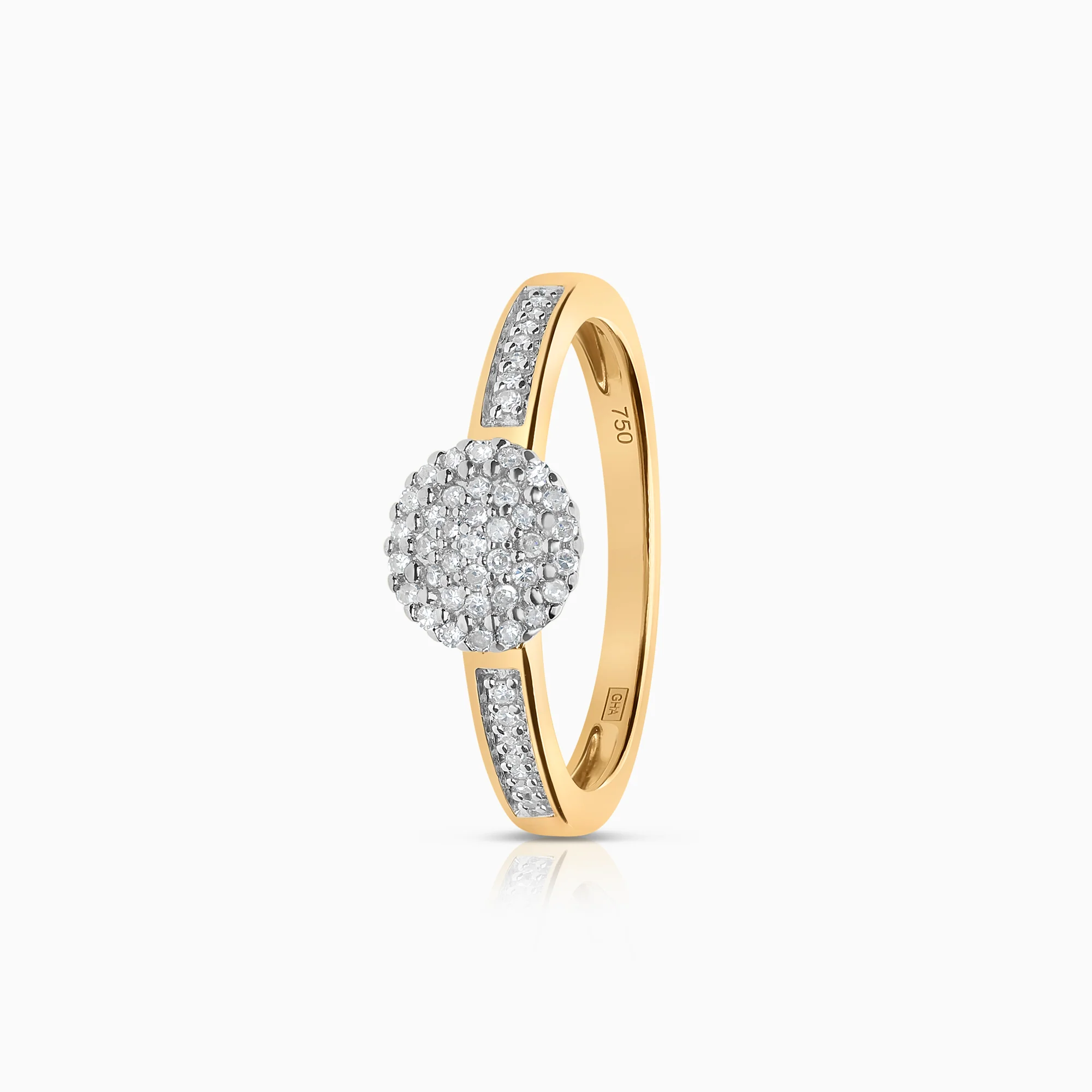 Side stone ring 0.17ct 18K gold