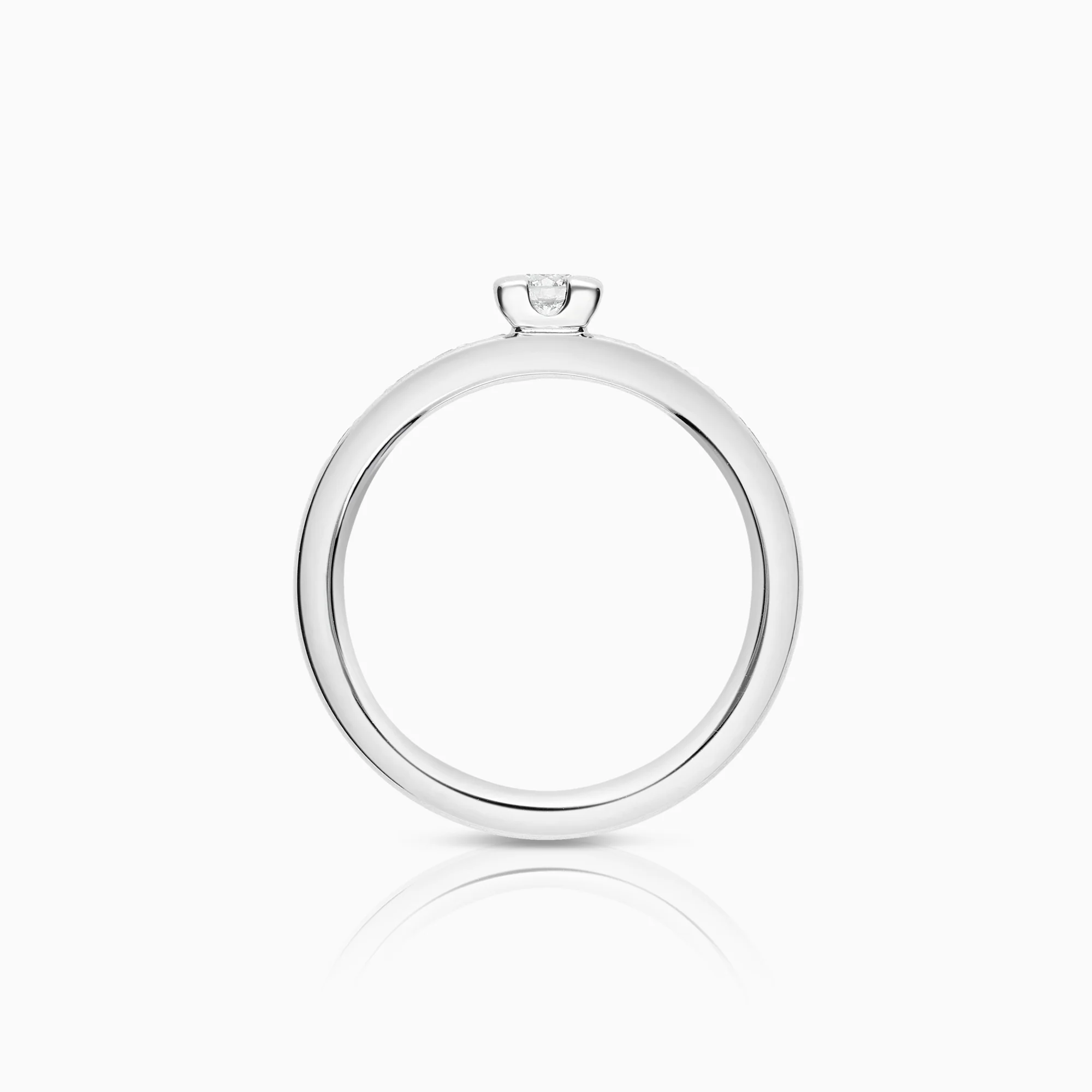 Side stone ring 0.19ct 14K white gold - Image 2
