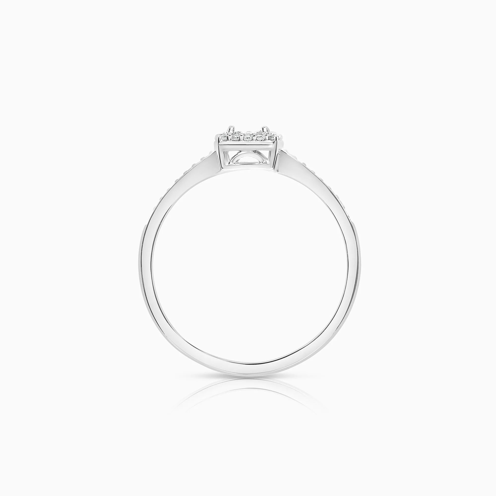 Side stone ring 0.19ct 18K white gold - Image 2