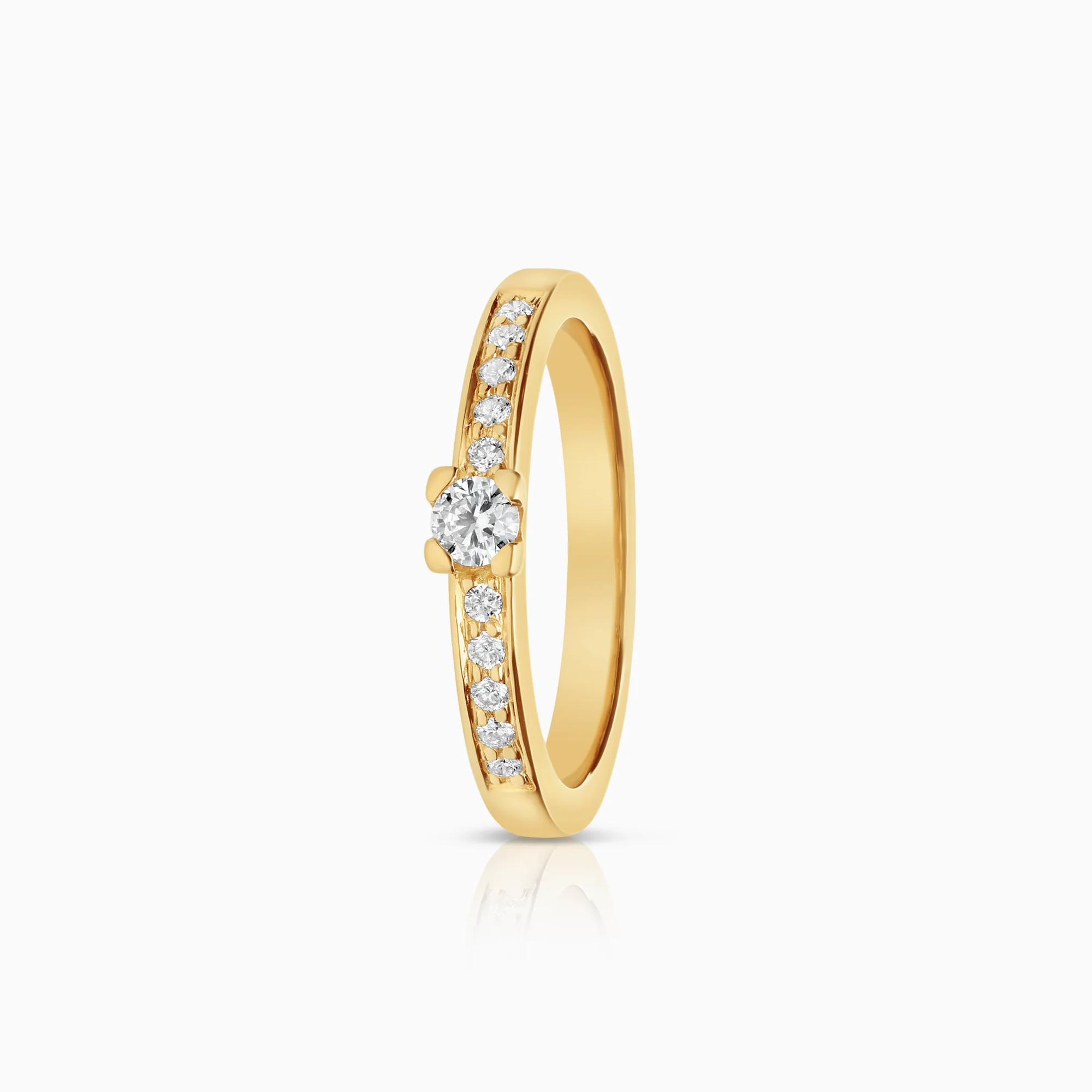 Side-stone ring 0.20ct 18K gold